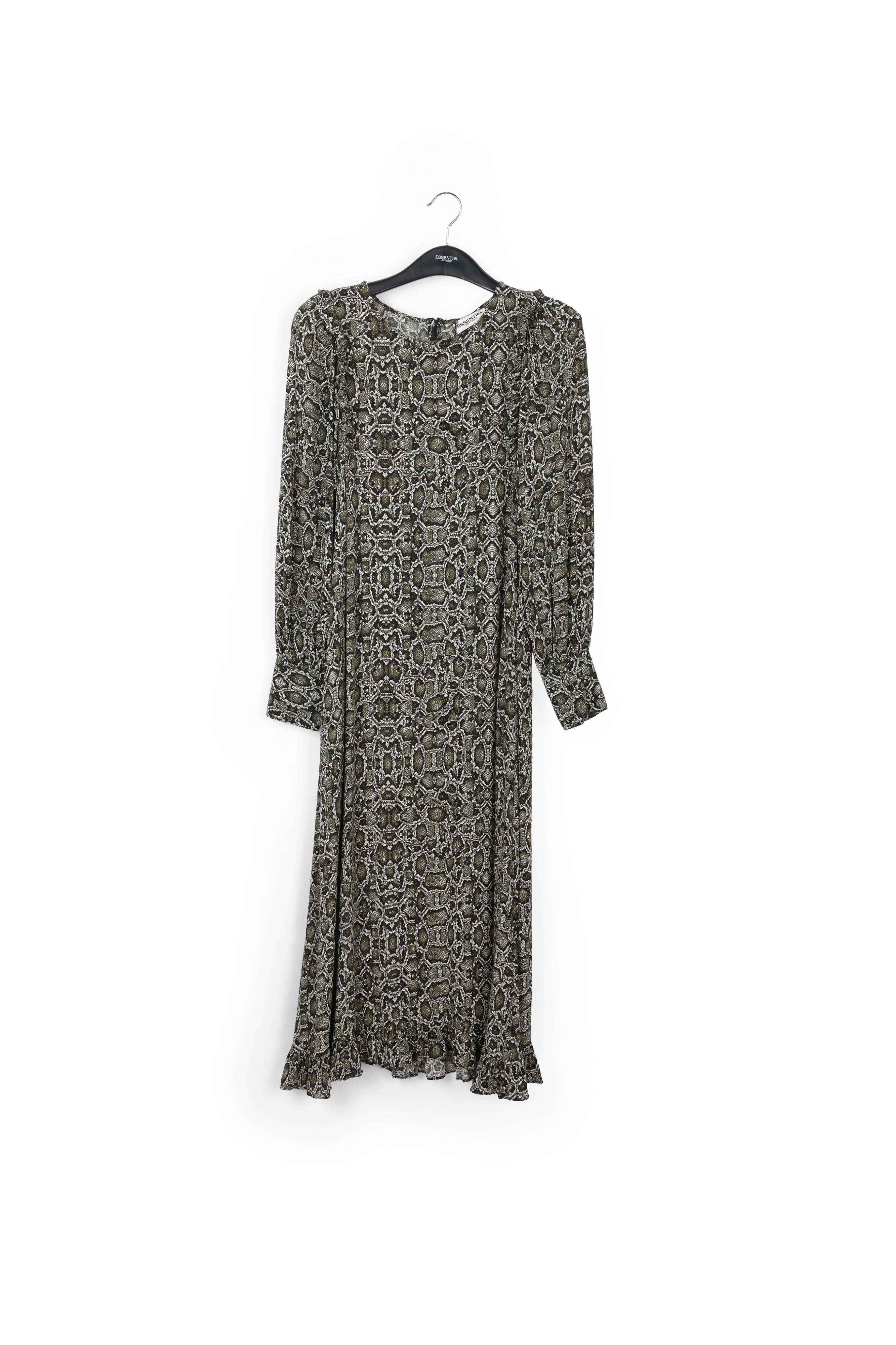 Robe midi vert kaki à imprimé serpent RE—SSENTIEL | Essentiel second hand