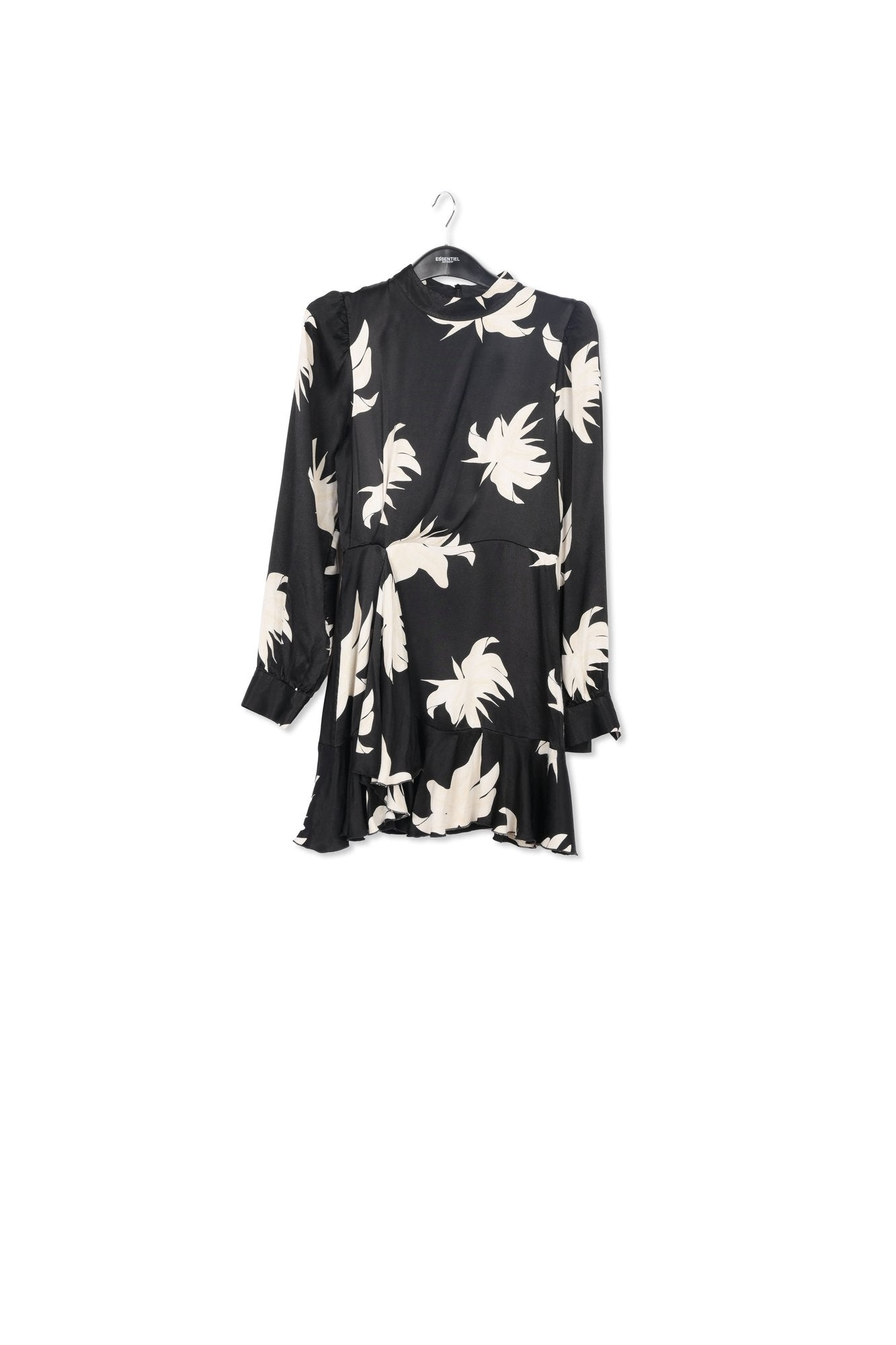 Robe midi à imprimé fleuri noir et blanc cassé RE—SSENTIEL | Essentiel second hand