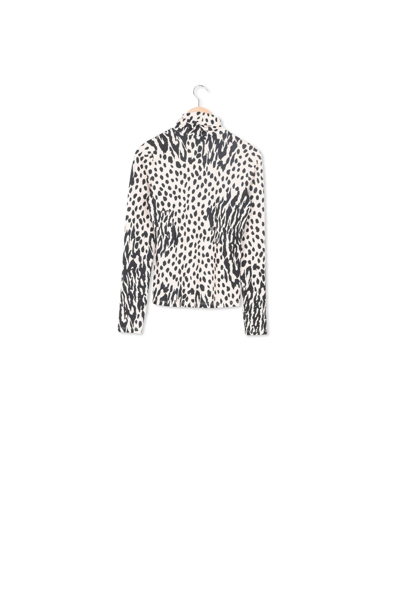 Ecru and black dotted turtleneck top RE—SSENTIEL | Essentiel second hand