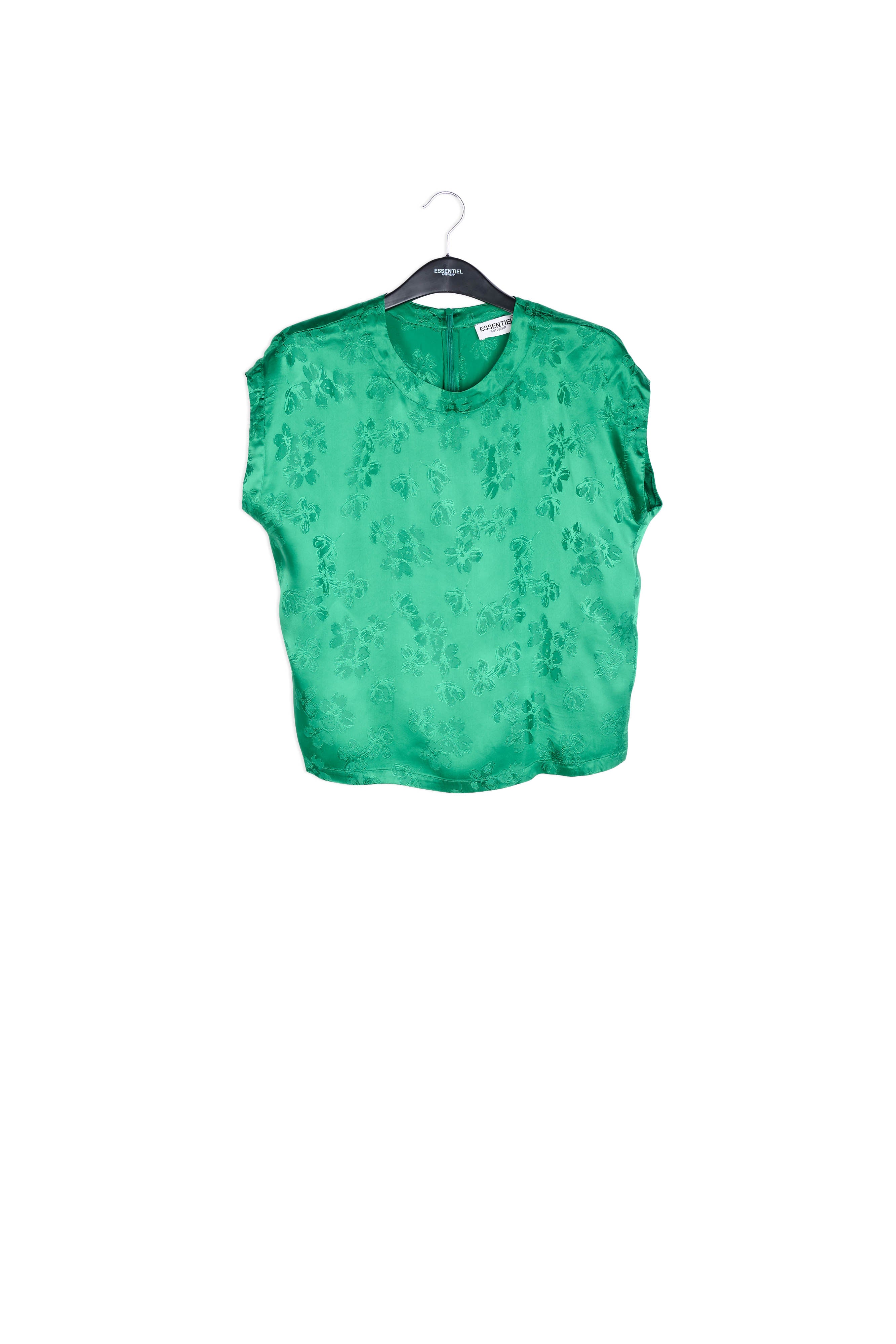 Green floral-print jacquard top RE—SSENTIEL | Essentiel second hand