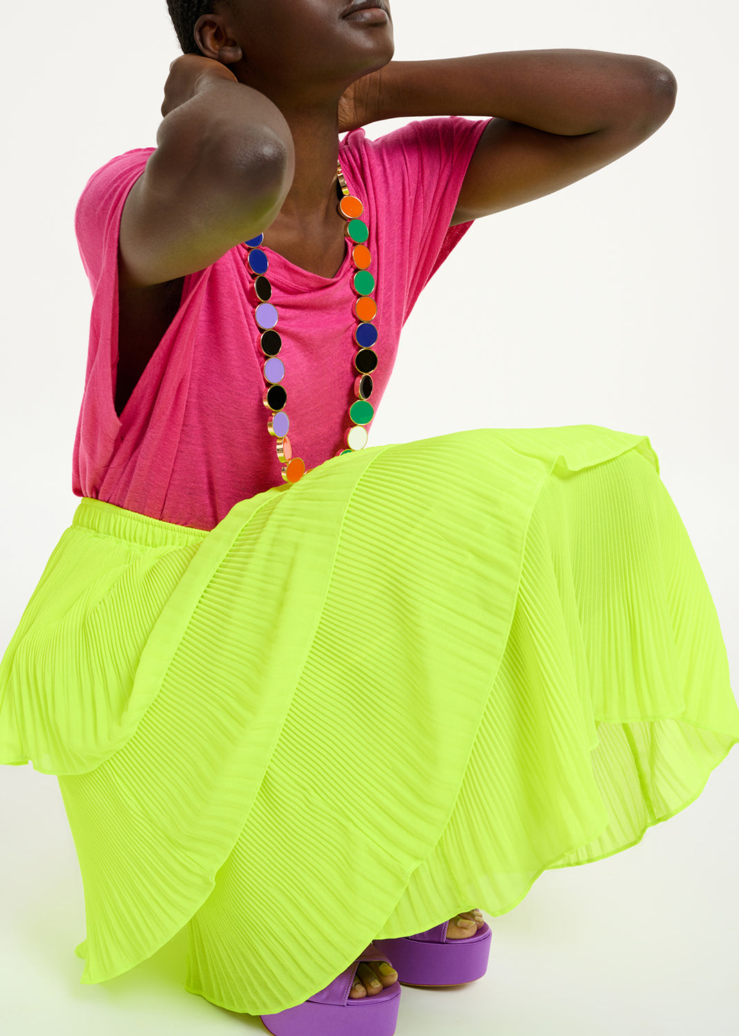 Fuchsia linen T-shirt RE—SSENTIEL | Essentiel second hand