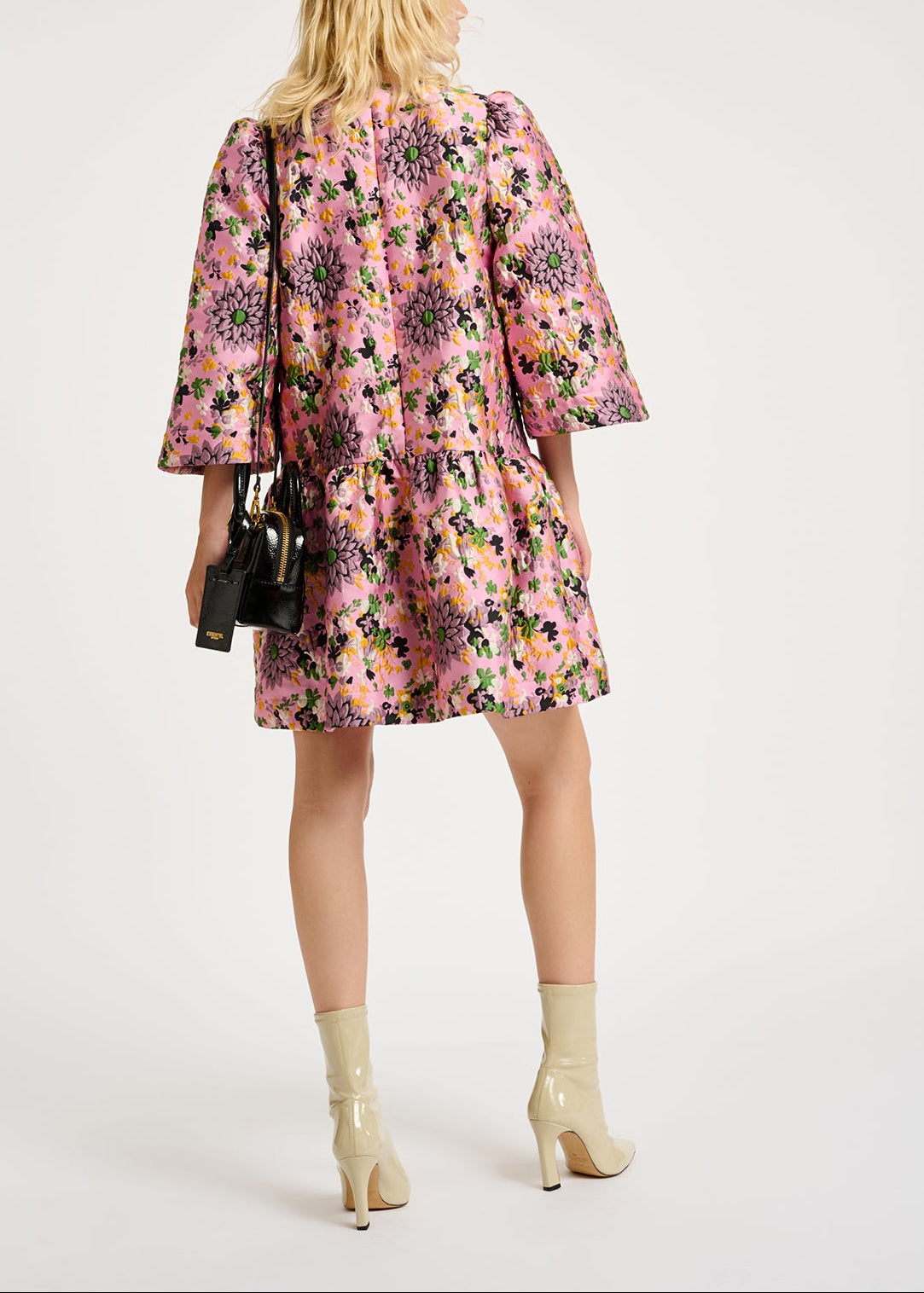 Pink floral jacquard mini dress RE—SSENTIEL | Essentiel second hand
