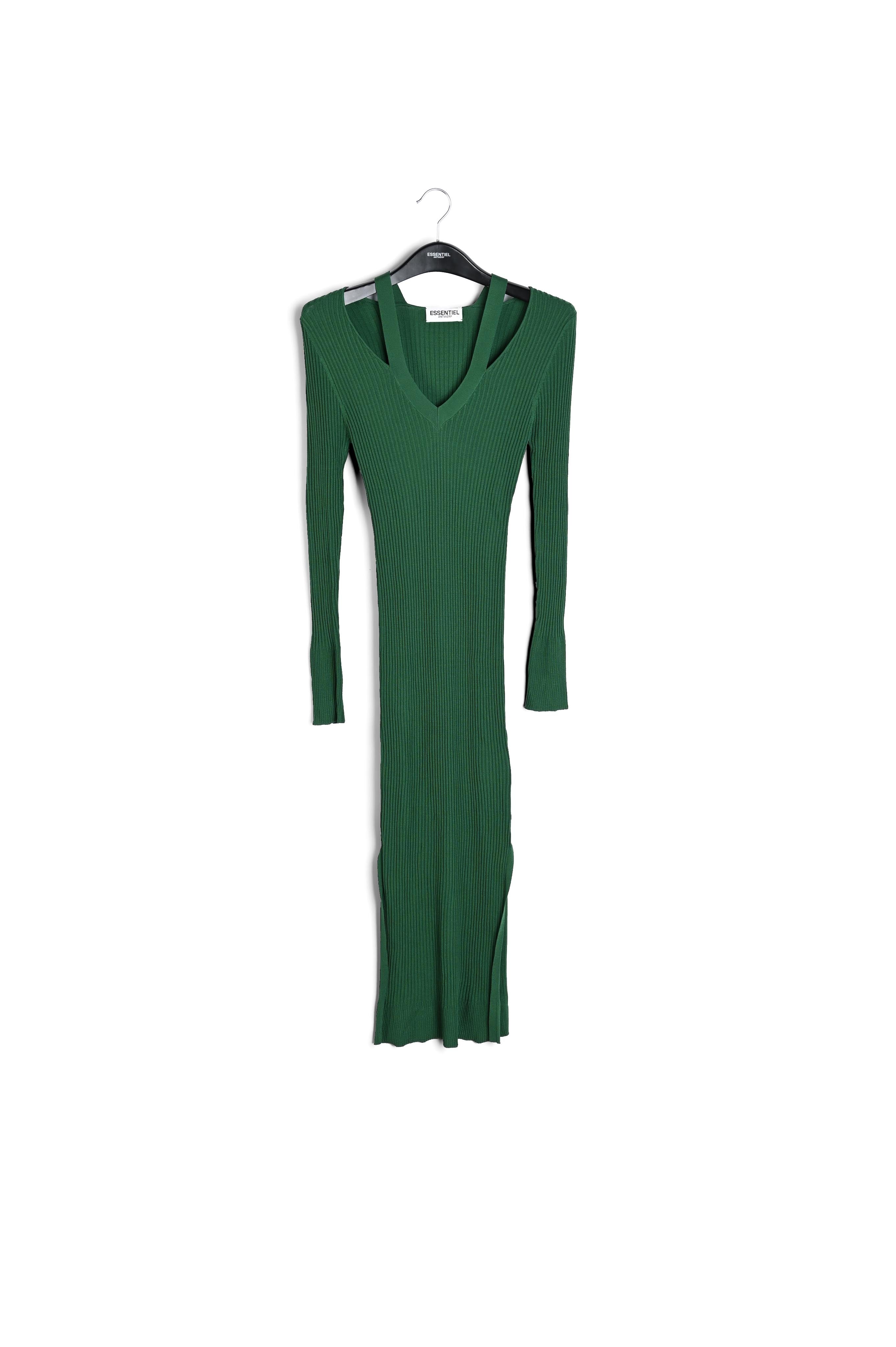 Dark green midi-length knit dress RE—SSENTIEL | Essentiel second hand