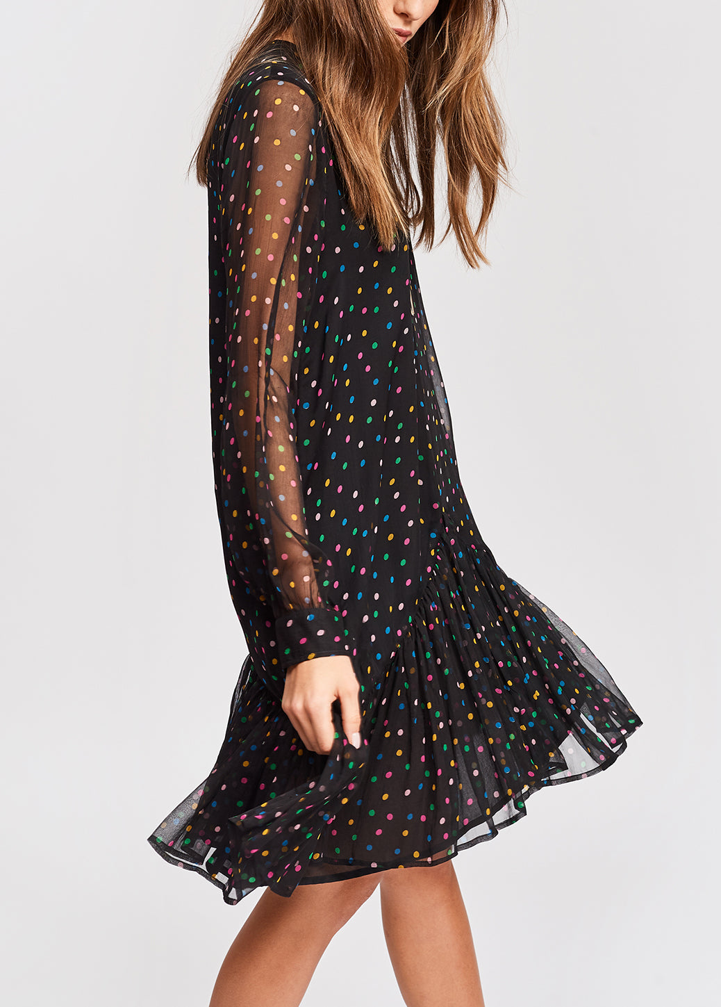 Robe noire à pois avec volant RE—SSENTIEL | Essentiel second hand