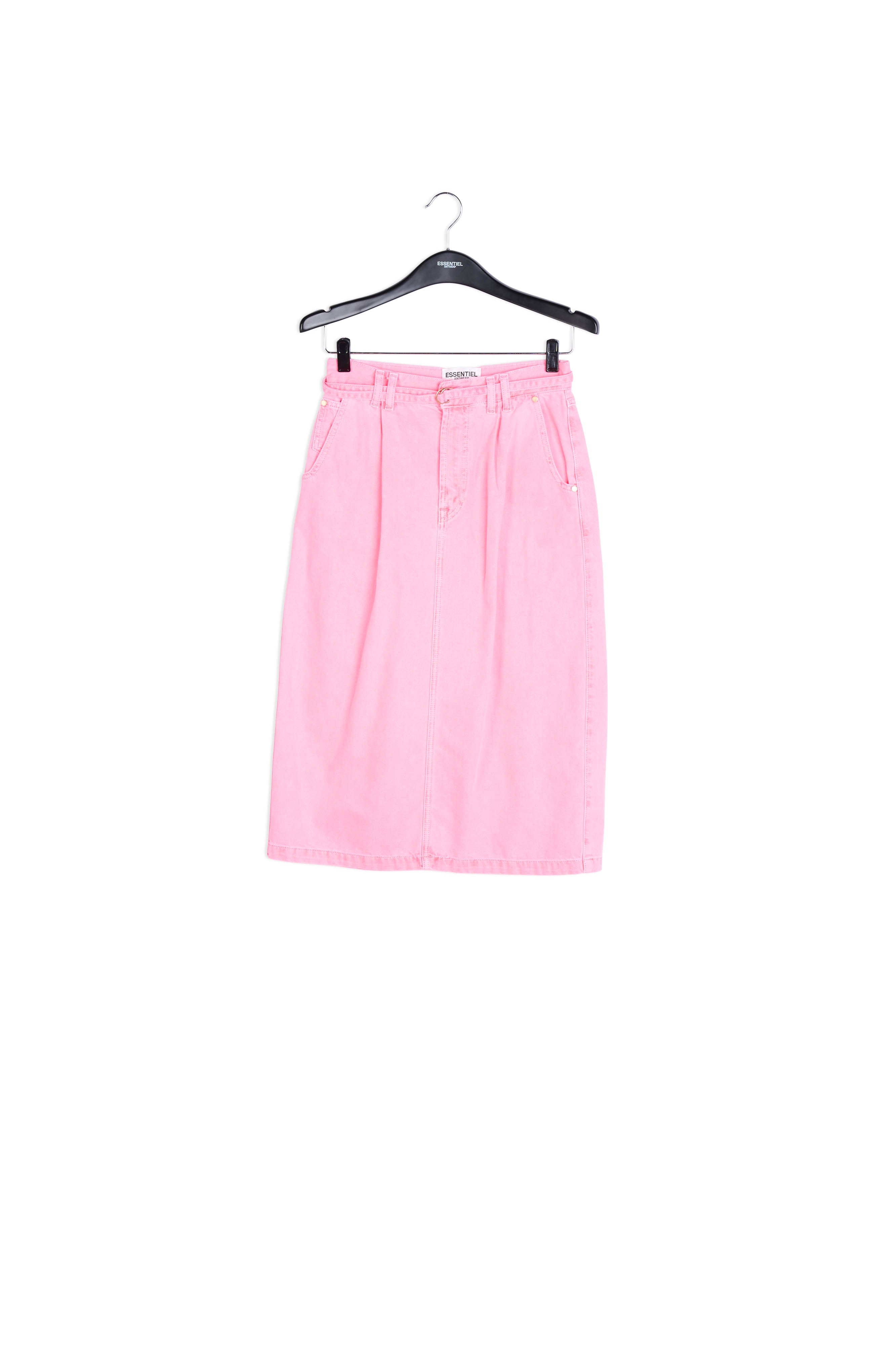 Neon pink high-waisted denim a-line skirt RE—SSENTIEL | Essentiel second hand