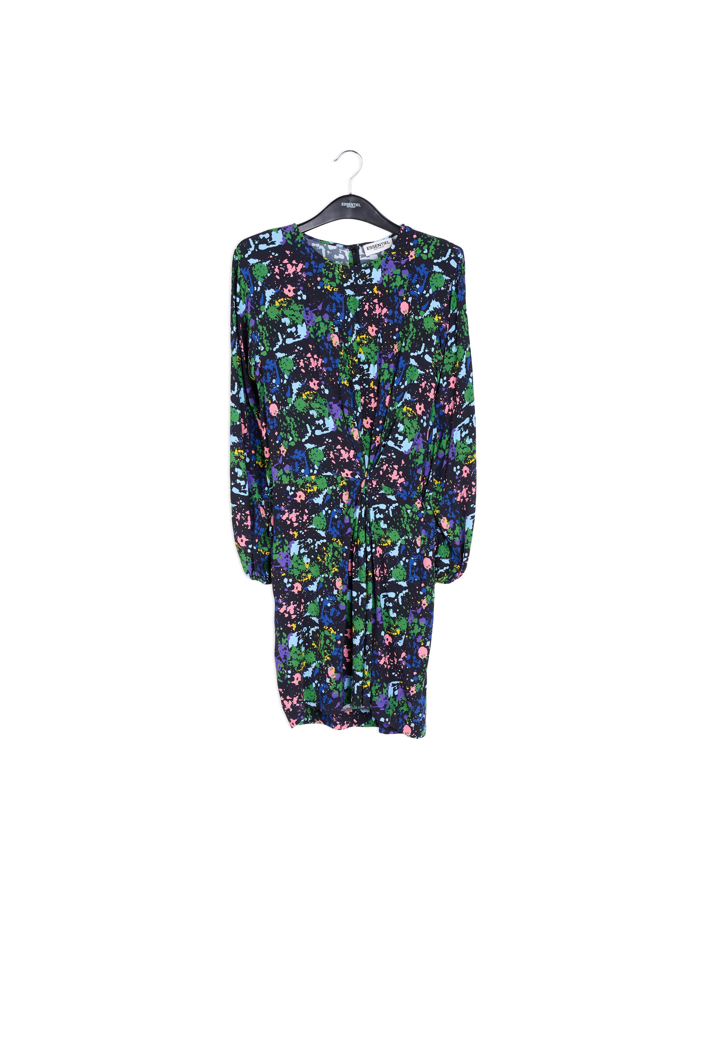 Black and blue floral print mini dress RE—SSENTIEL | Essentiel second hand