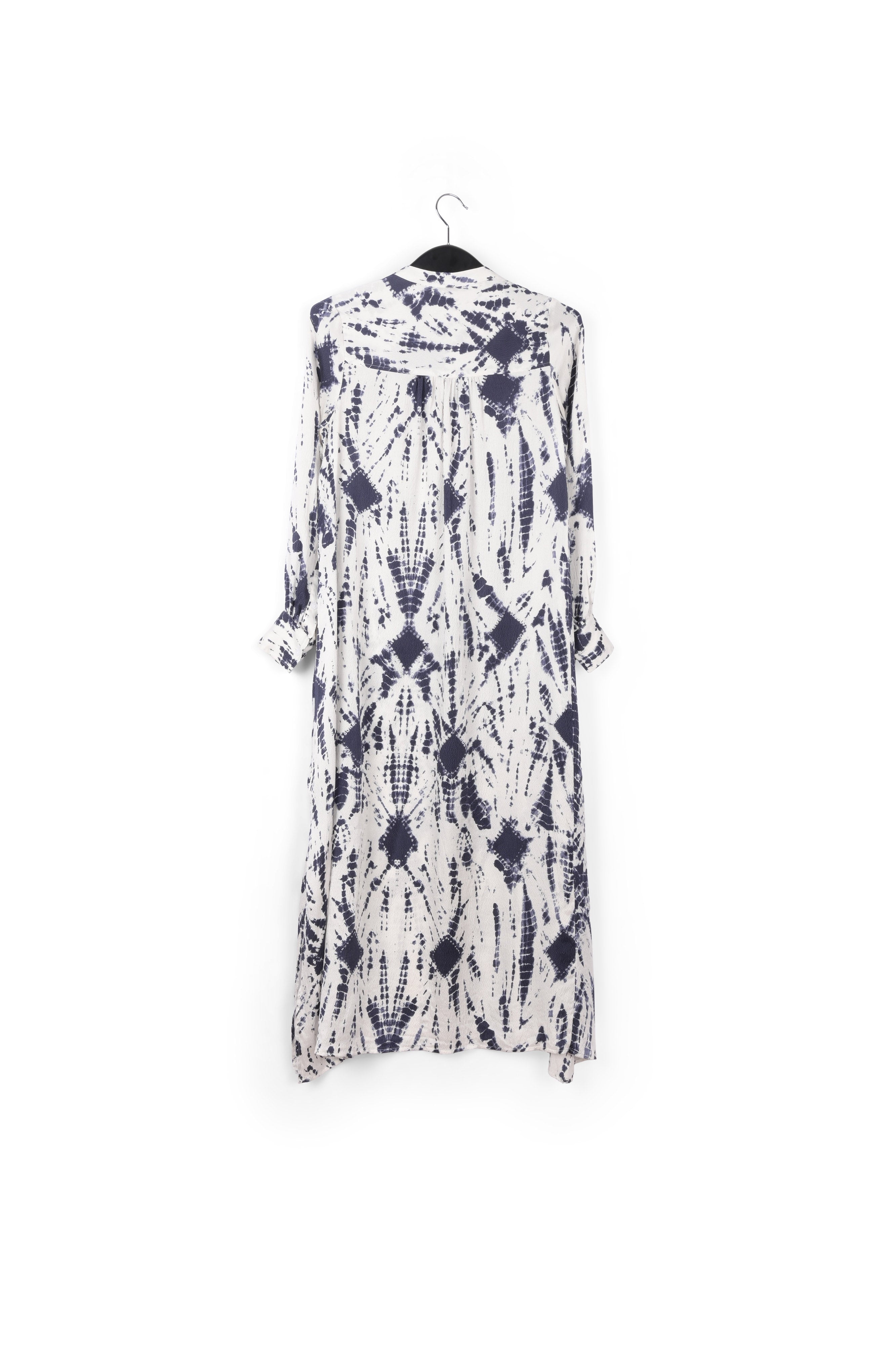 Off-white and red tie-dyed silk shirt dress RE—SSENTIEL | Essentiel second hand