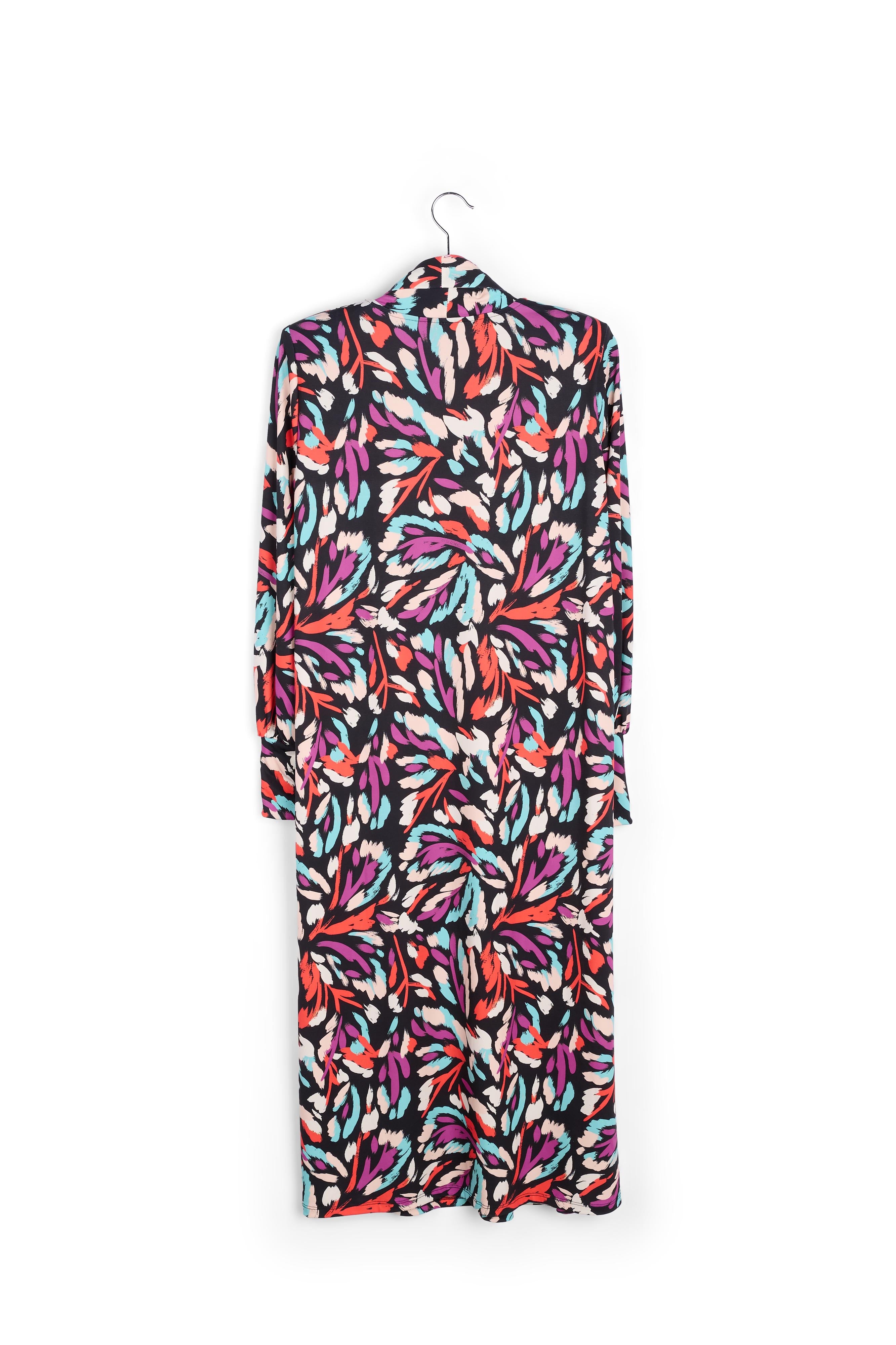 Black, coral red and purple stretch-jersey midi dress RE—SSENTIEL | Essentiel second hand