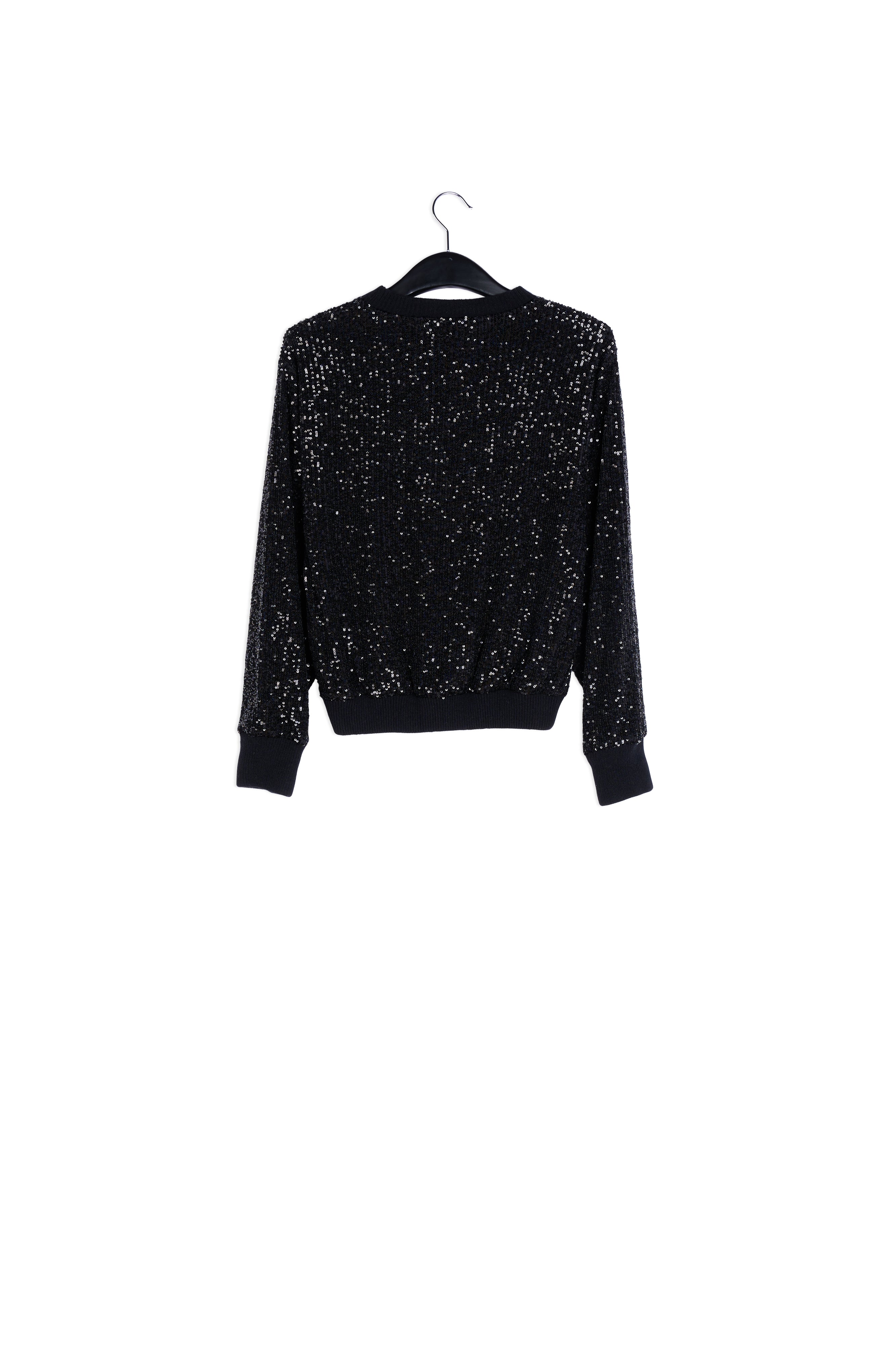 Black fully sequined knitted sweater RE—SSENTIEL | Essentiel second hand