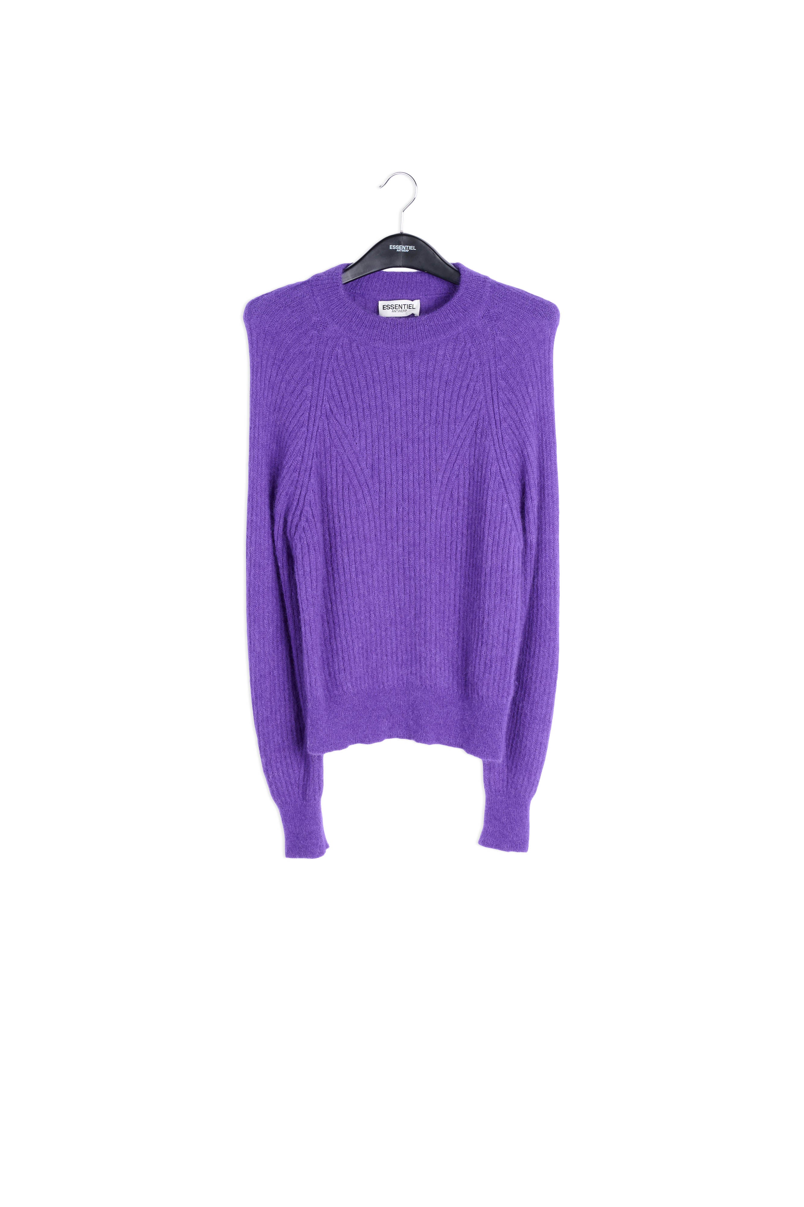 Purple fitted knit sweater RE—SSENTIEL | Essentiel second hand
