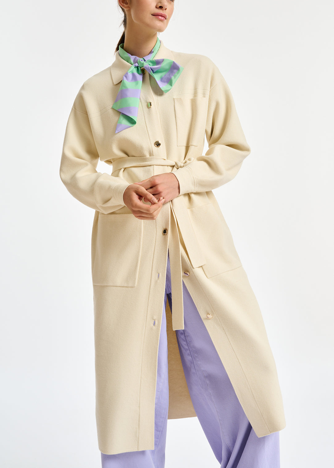 Cardigan blanc cassé avec ceinture RE—SSENTIEL | Essentiel second hand