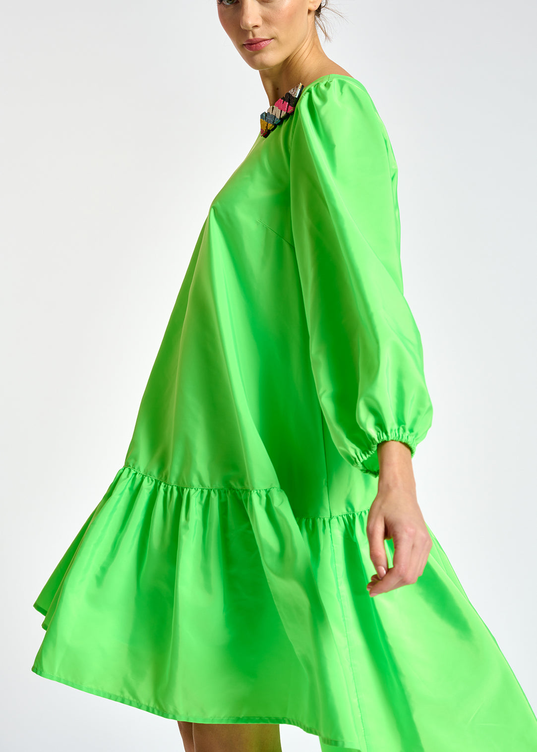 Neon green oversized mini dress RE—SSENTIEL | Essentiel second hand
