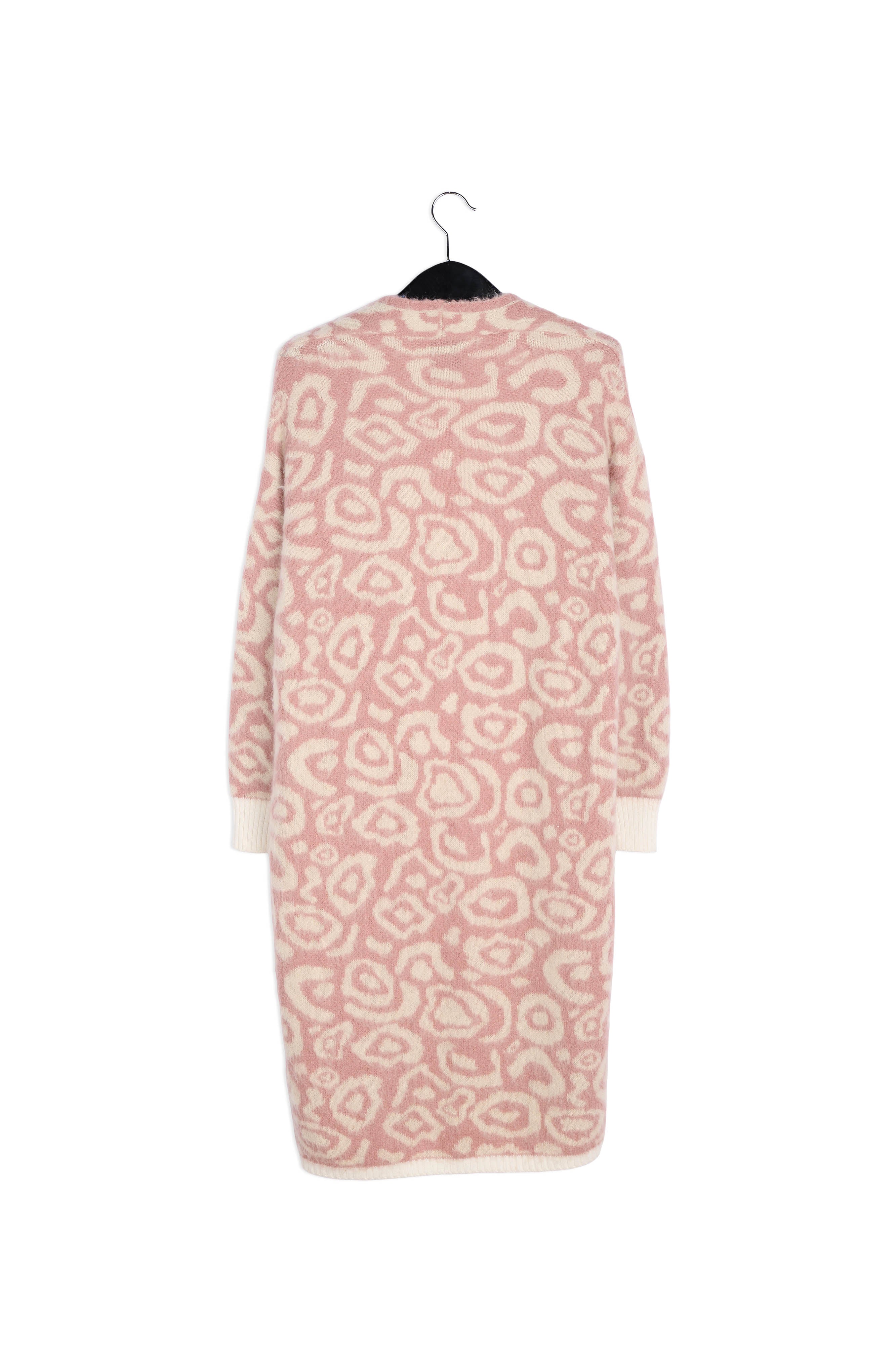 Cardigan met vintage roze en ecru luipaardprint RE—SSENTIEL | Essentiel second hand