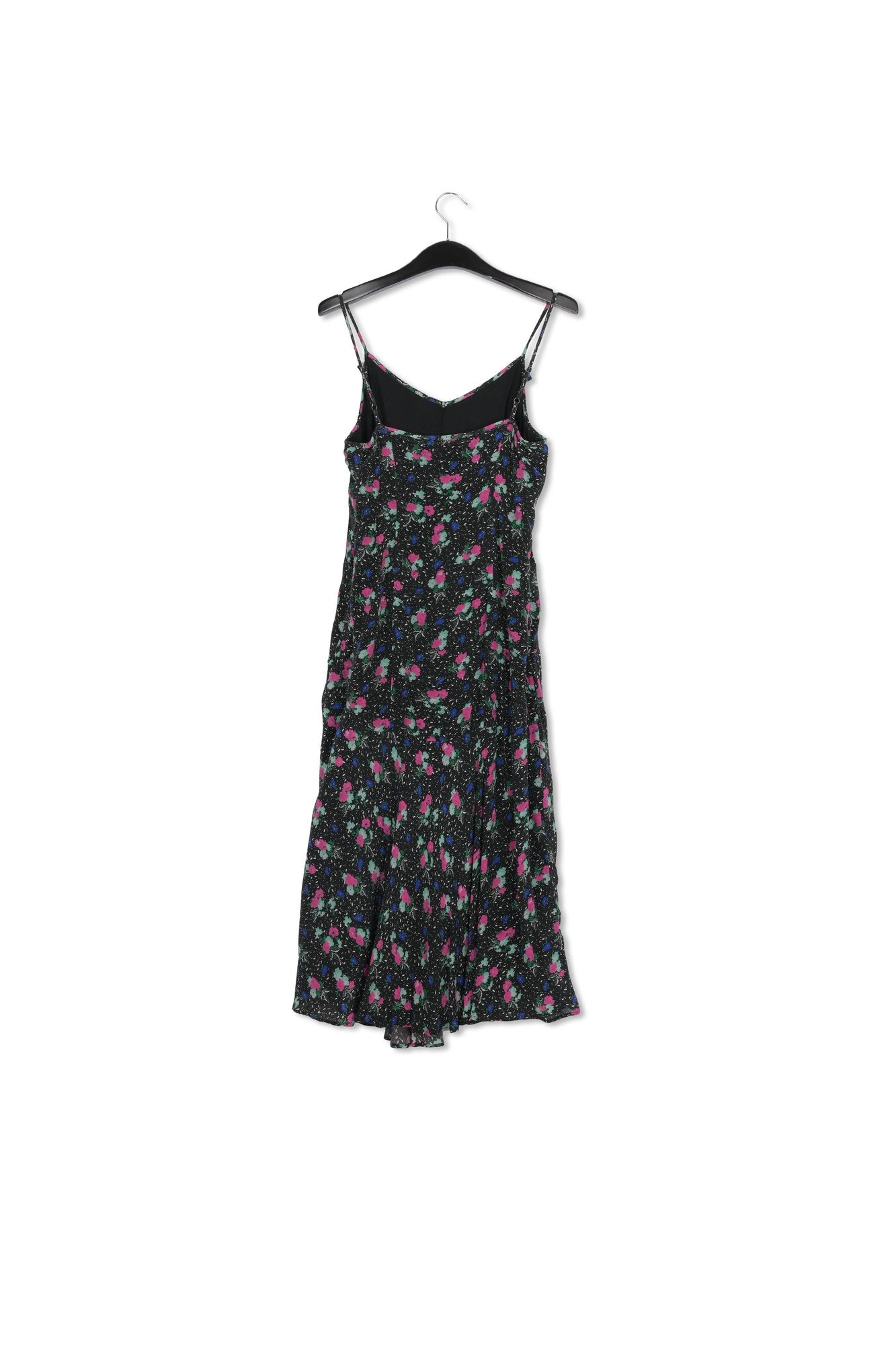 Black floral-print v-neck midi dress RE—SSENTIEL | Essentiel second hand