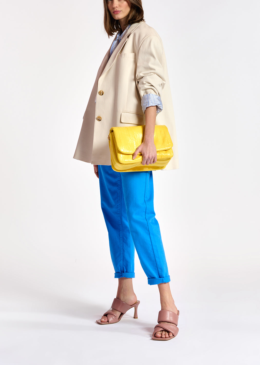 Ecru oversized cotton blazer RE—SSENTIEL | Essentiel second hand