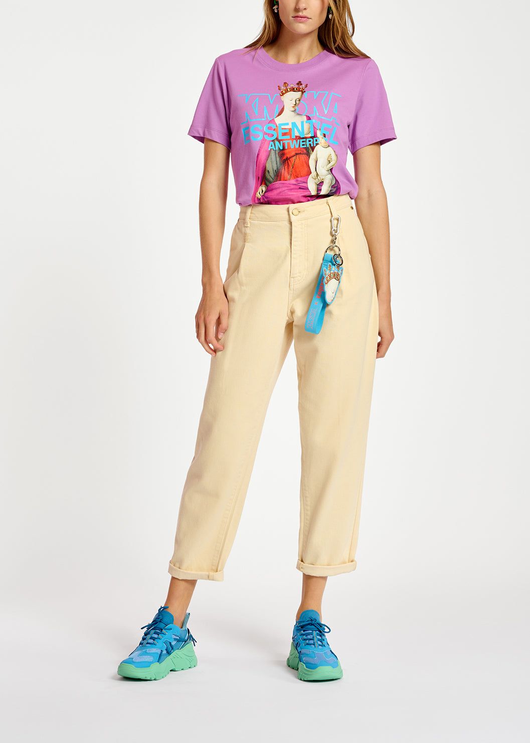 Purple cotton-jersey 'Madonna' T-shirt - collaboration with KMSKA RE—SSENTIEL | Essentiel second hand