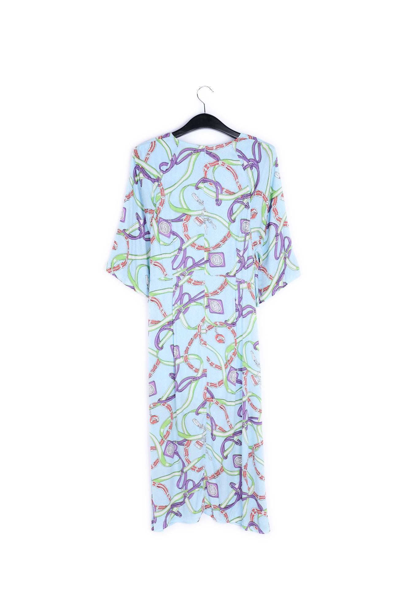 Dark blue midi-length floral print dress RE—SSENTIEL | Essentiel second hand