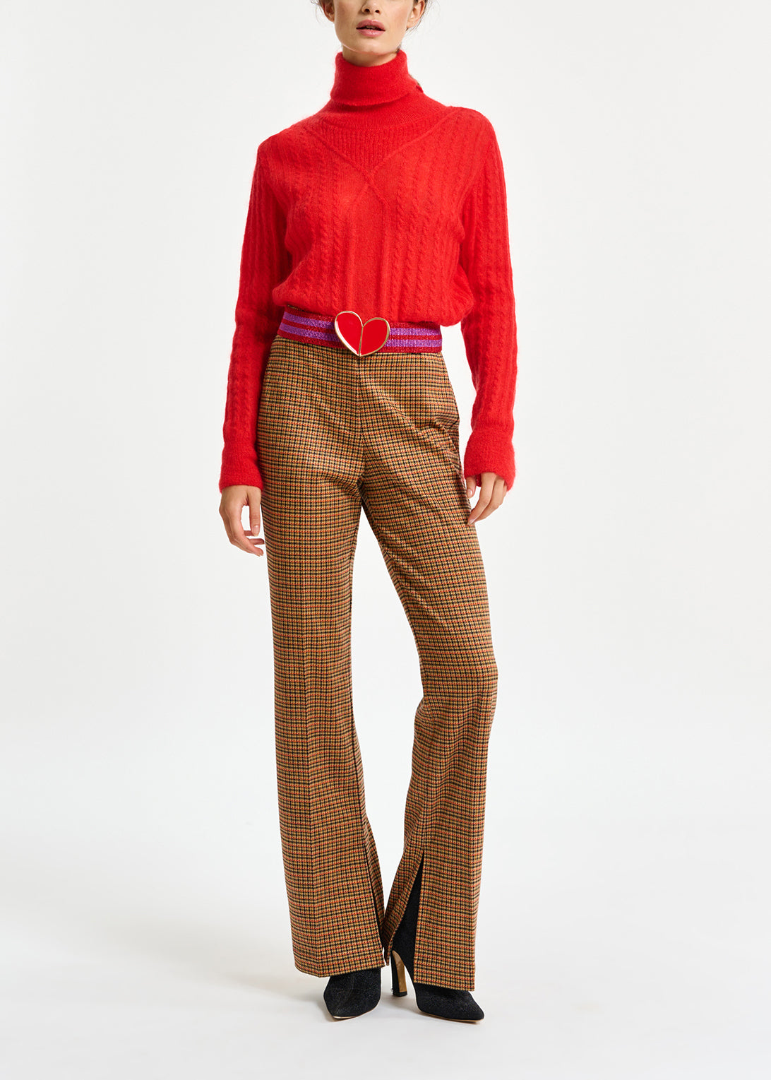 Red cable-knitted turtleneck sweater RE—SSENTIEL | Essentiel second hand