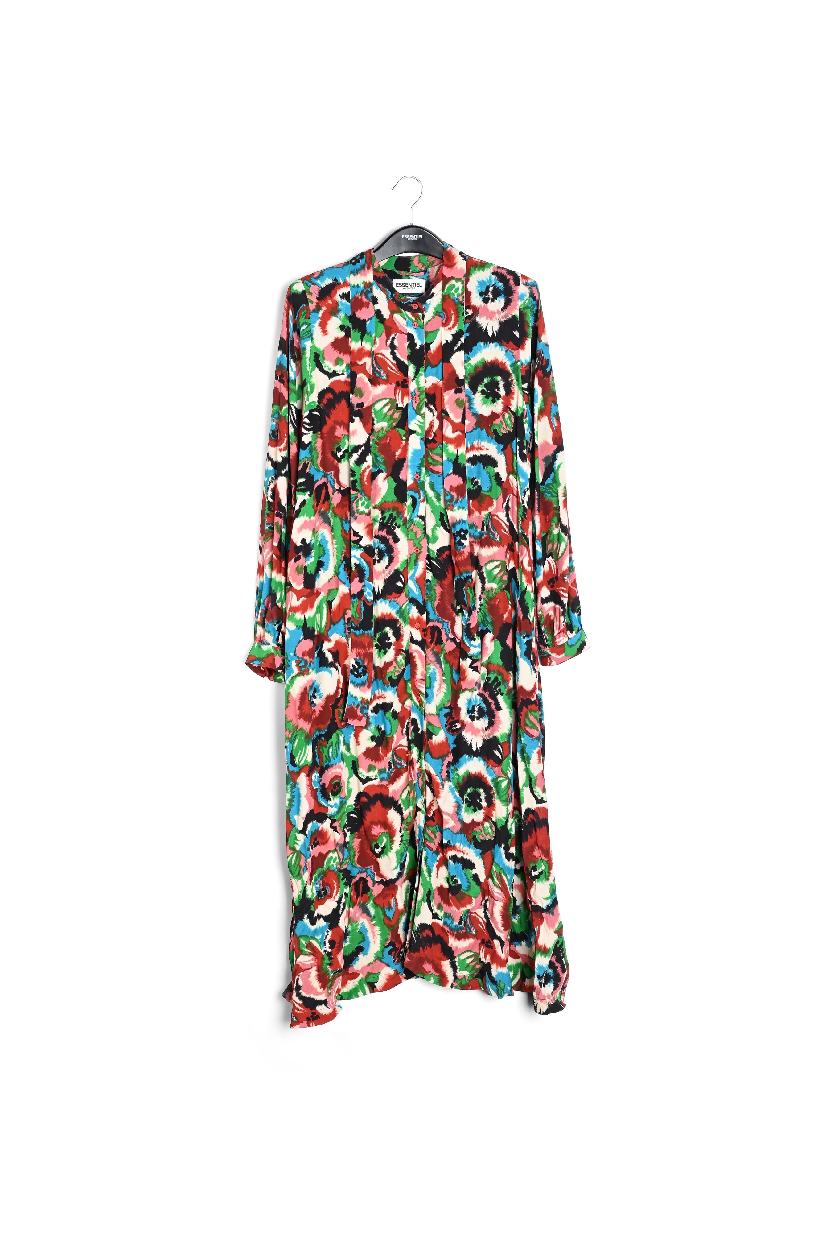 Zwarte hemdjurk met grafische print RE—SSENTIEL | Essentiel second hand