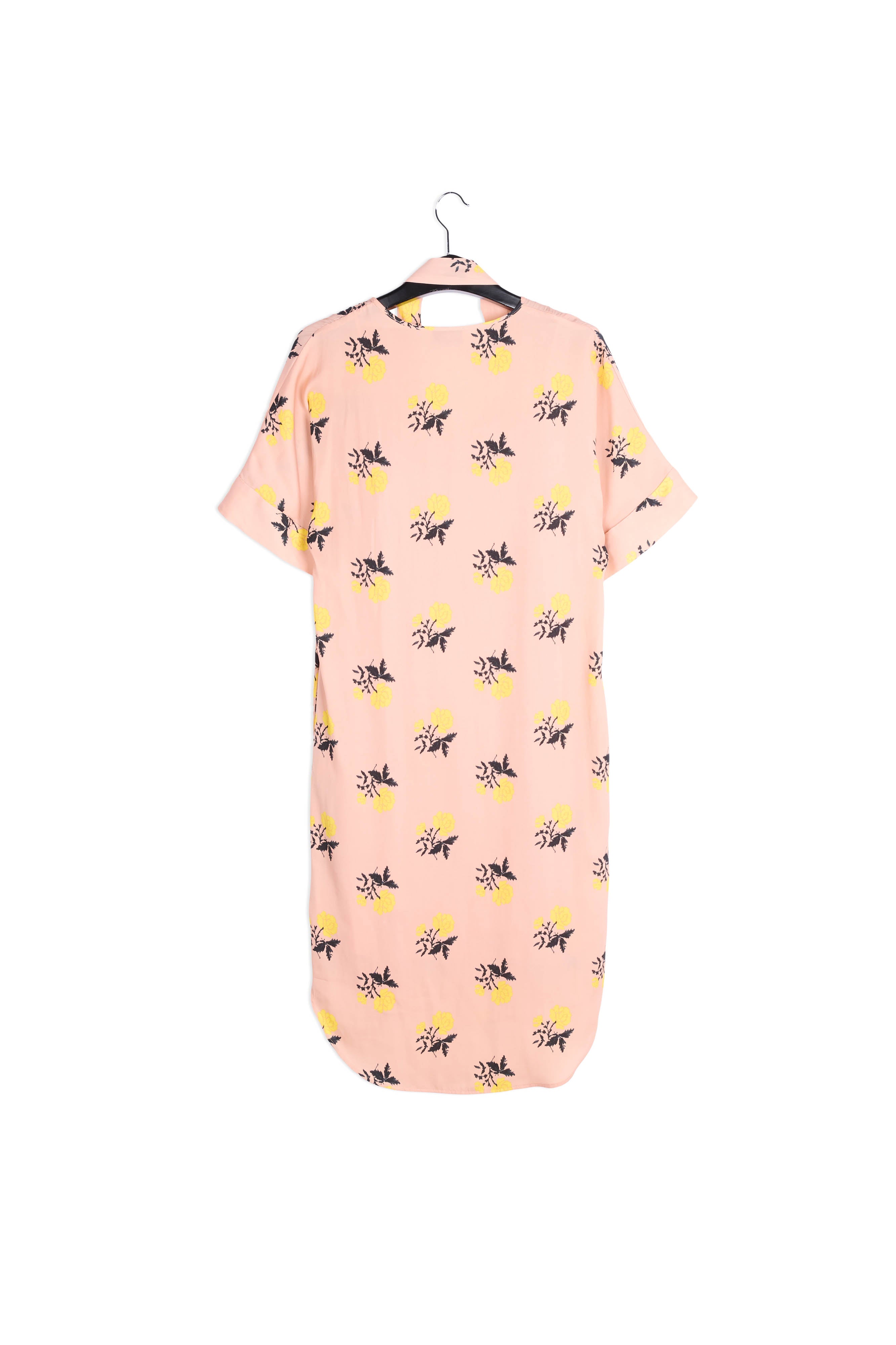 Peach floral print dress with curved hem RE—SSENTIEL | Essentiel second hand