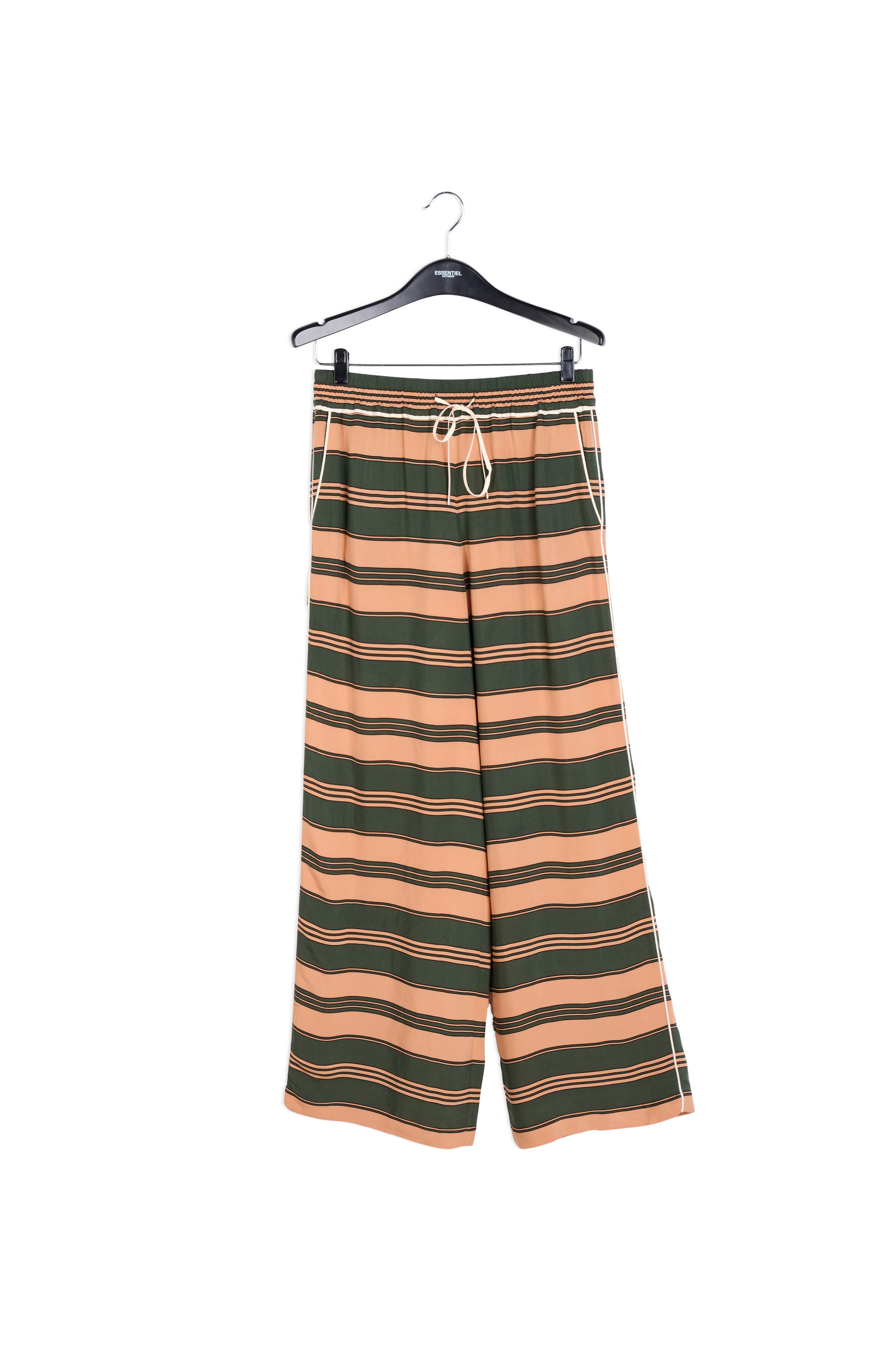 Pantalon aux jambes larges et rayures vertes et pêche RE—SSENTIEL | Essentiel second hand