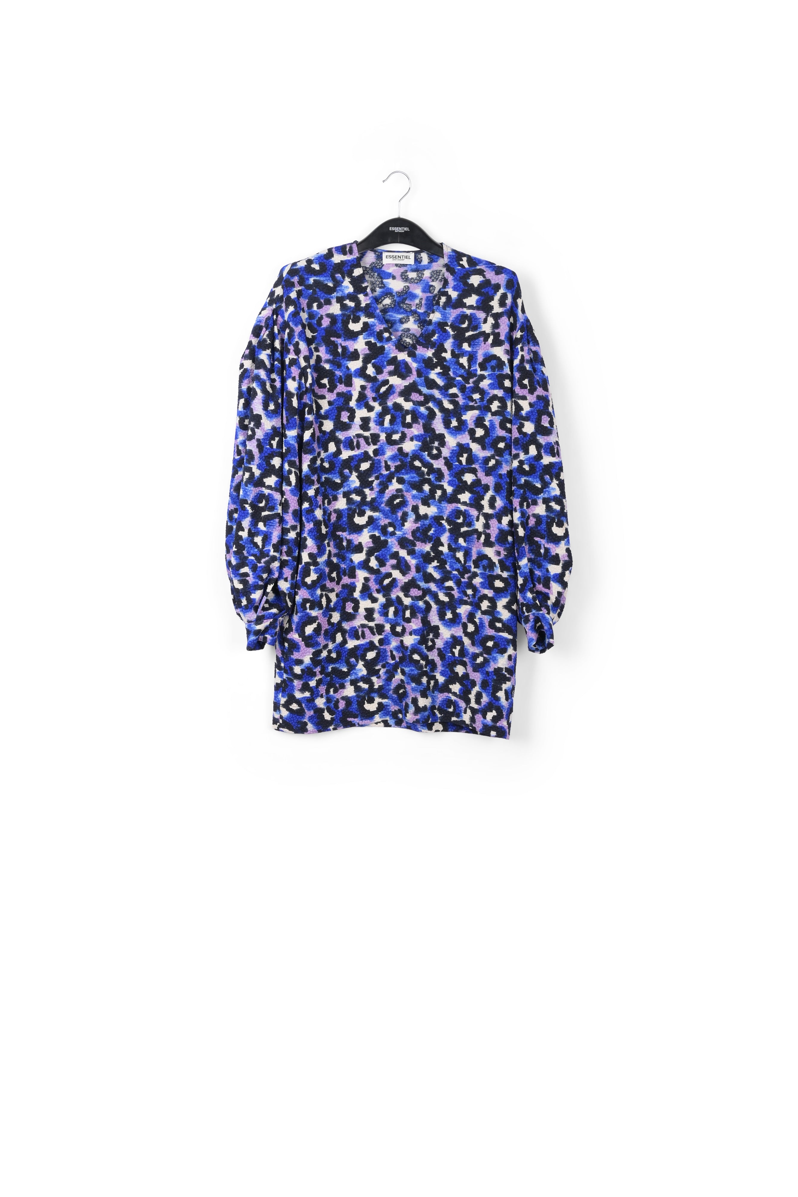 Blue and lilac leopard print mini dress RE—SSENTIEL | Essentiel second hand