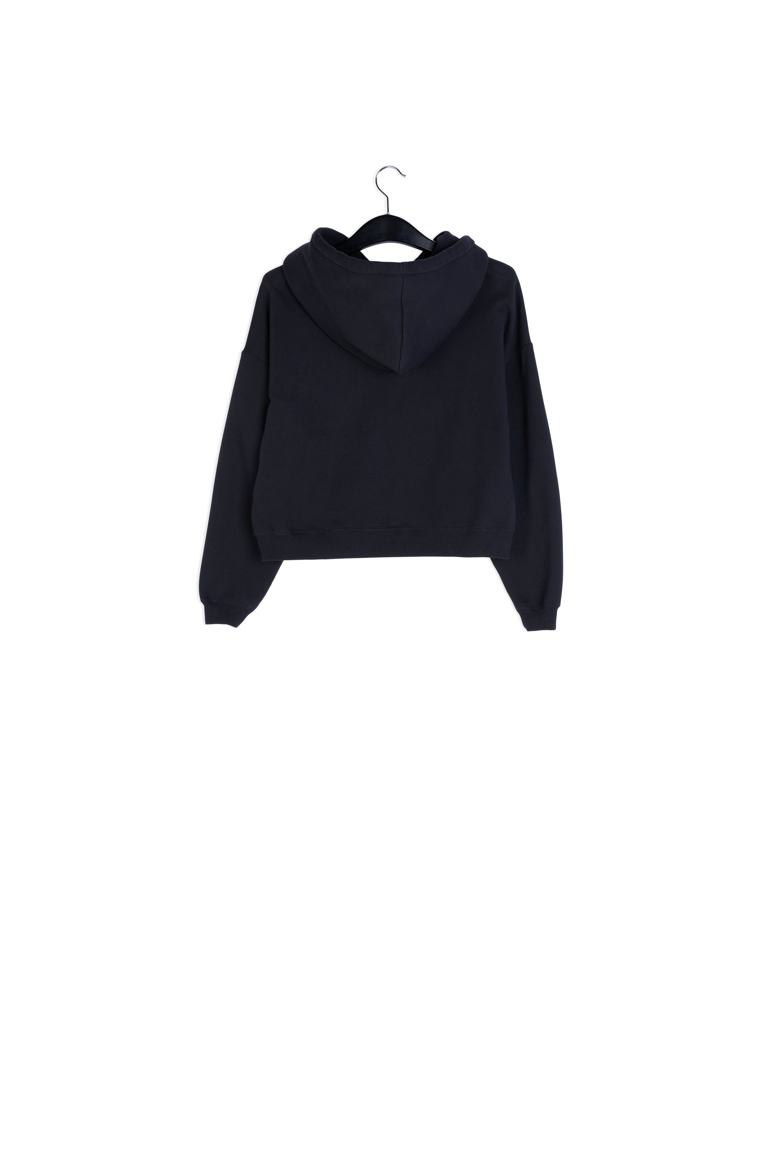 Black organic cotton hoodie with print detail RE—SSENTIEL | Essentiel second hand