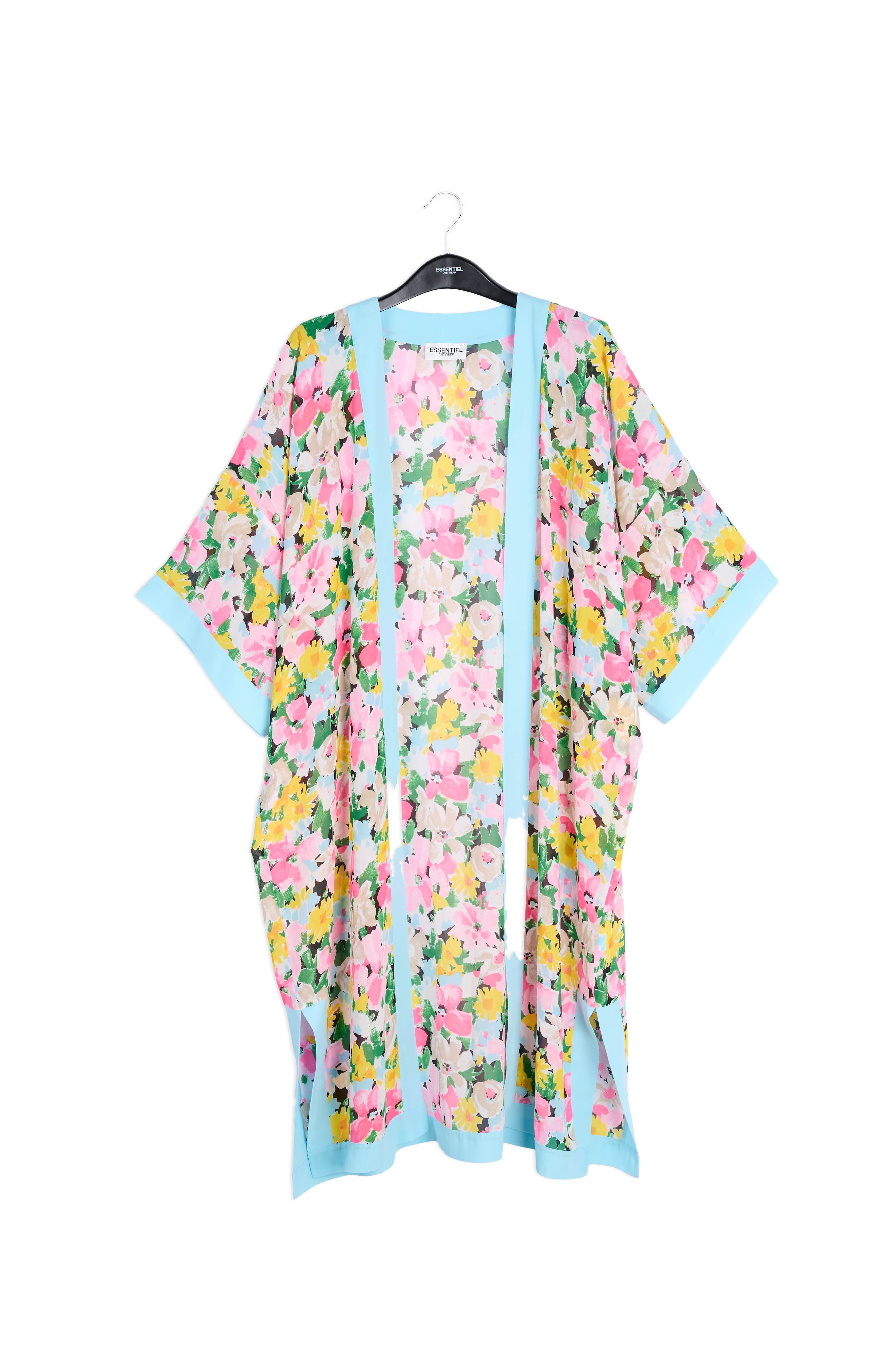 Light blue, pink and green floral kimono RE—SSENTIEL | Essentiel second hand