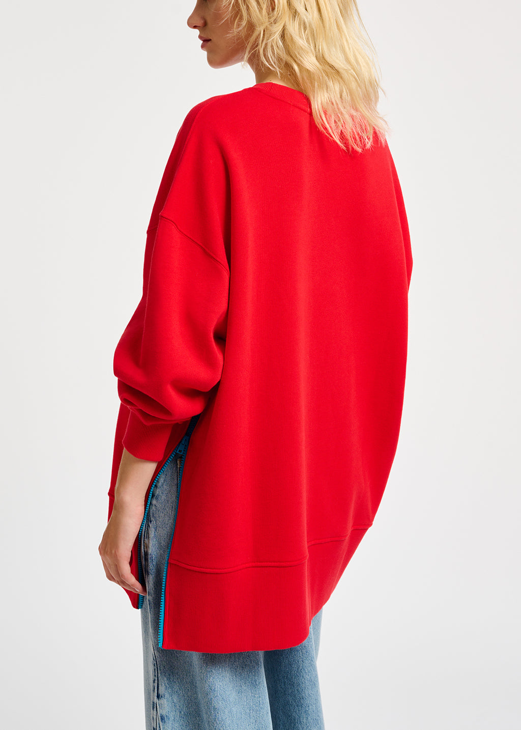 Red organic cotton sweatshirt with boxy cut RE—SSENTIEL | Essentiel second hand