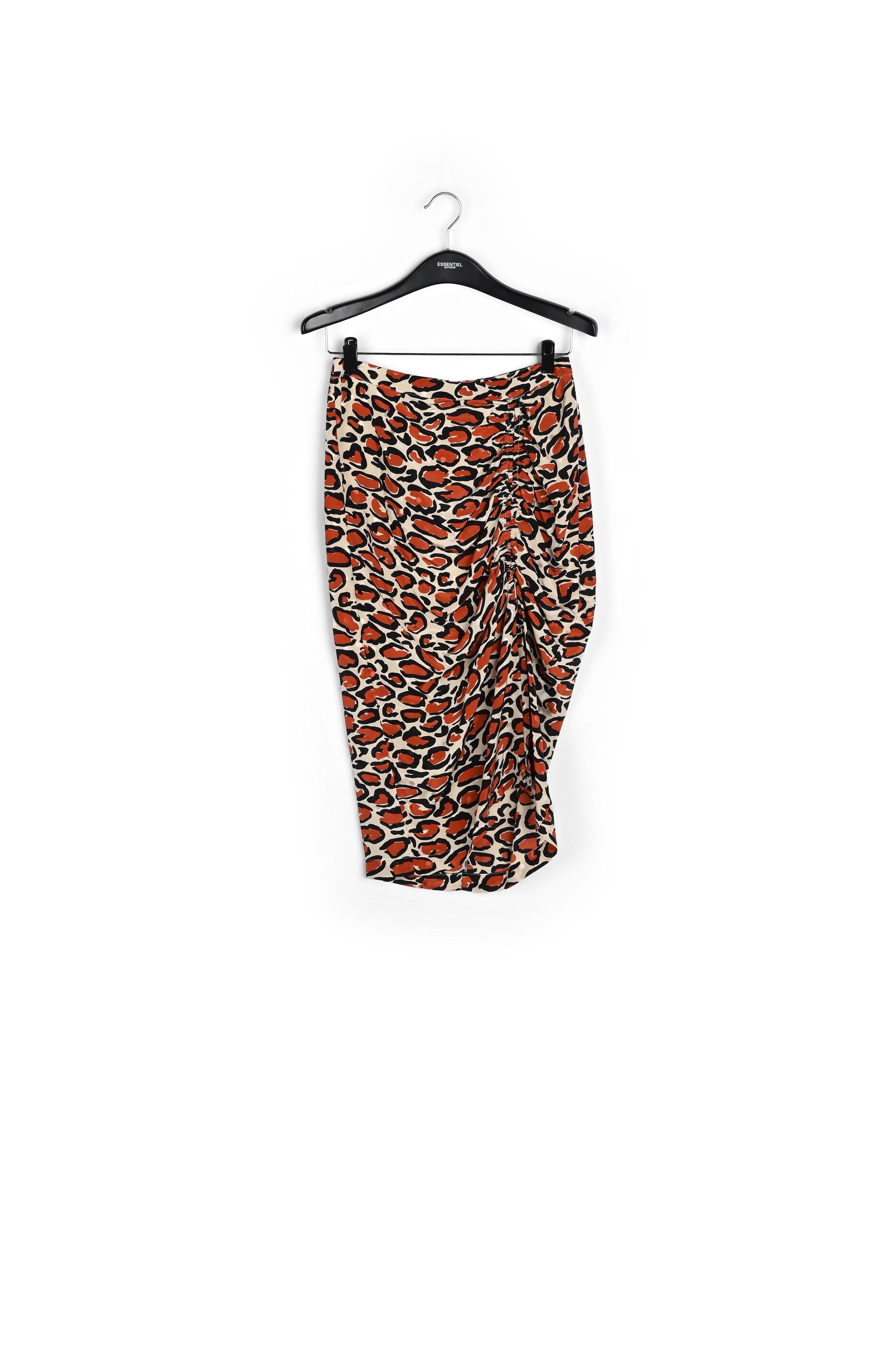 Jupe crayon en soie blanc cassé à imprimé léopard RE—SSENTIEL | Essentiel second hand