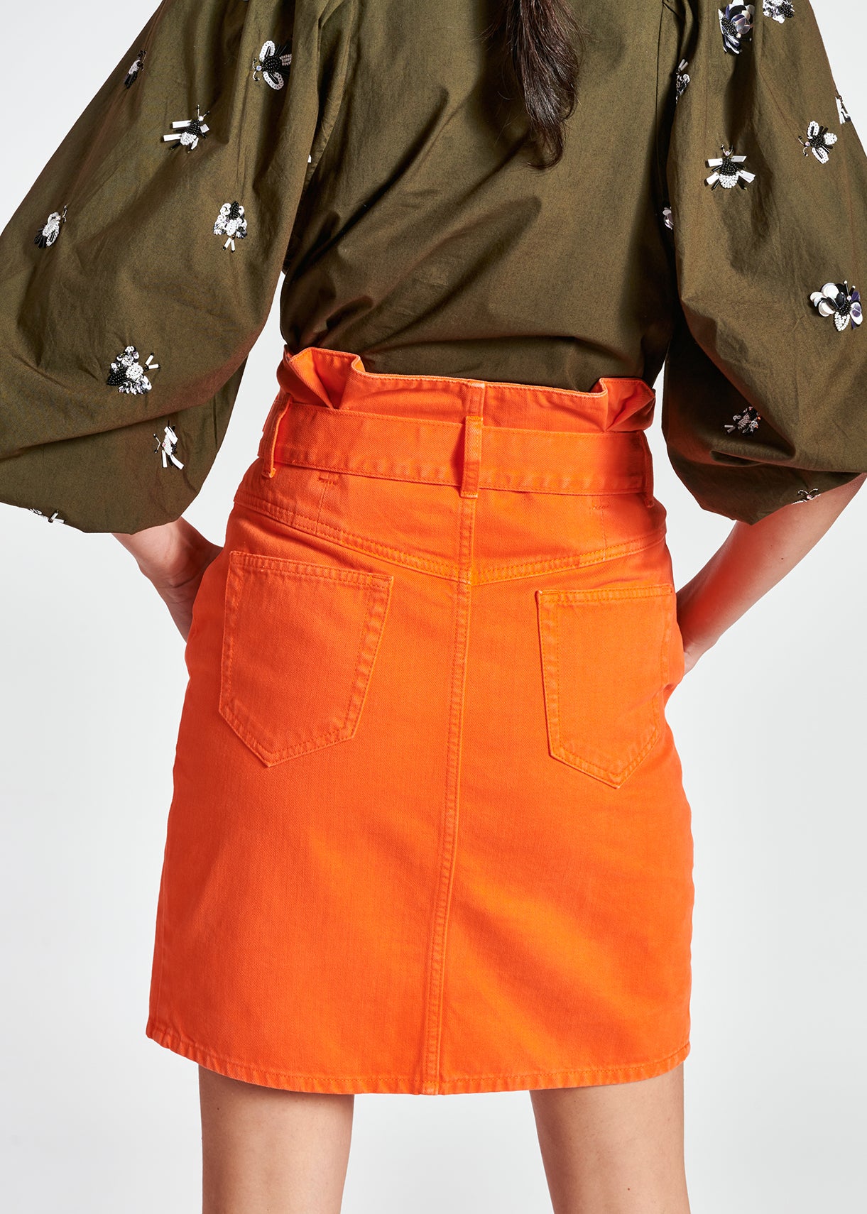 Orange high-waisted mini skirt RE—SSENTIEL | Essentiel second hand