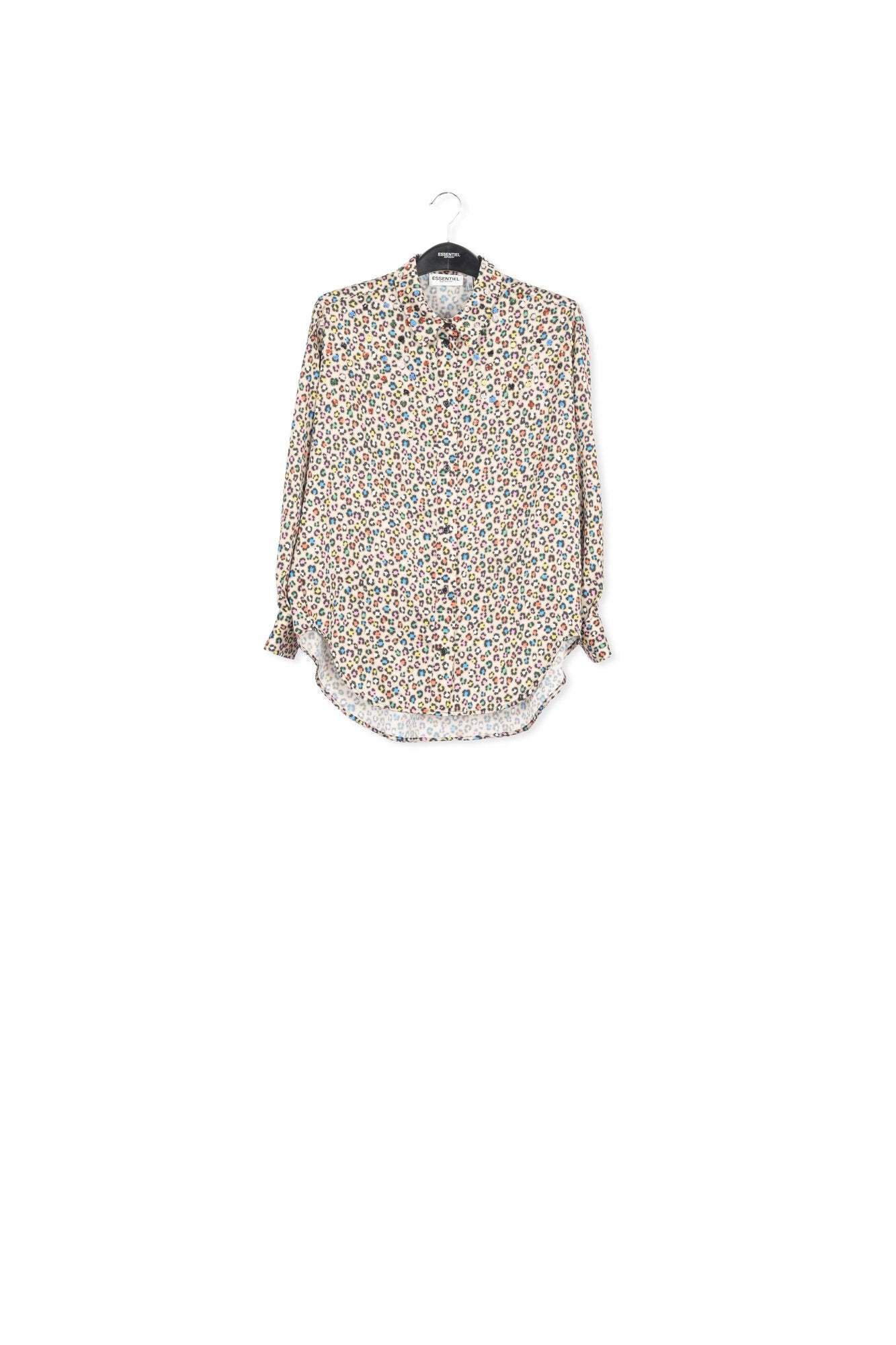 Beige sequin-embroidered shirt with multicolor leopard print RE—SSENTIEL | Essentiel second hand