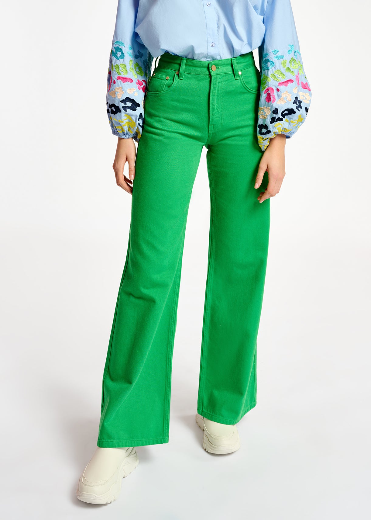 Green denim straight-leg jeans RE—SSENTIEL | Essentiel second hand