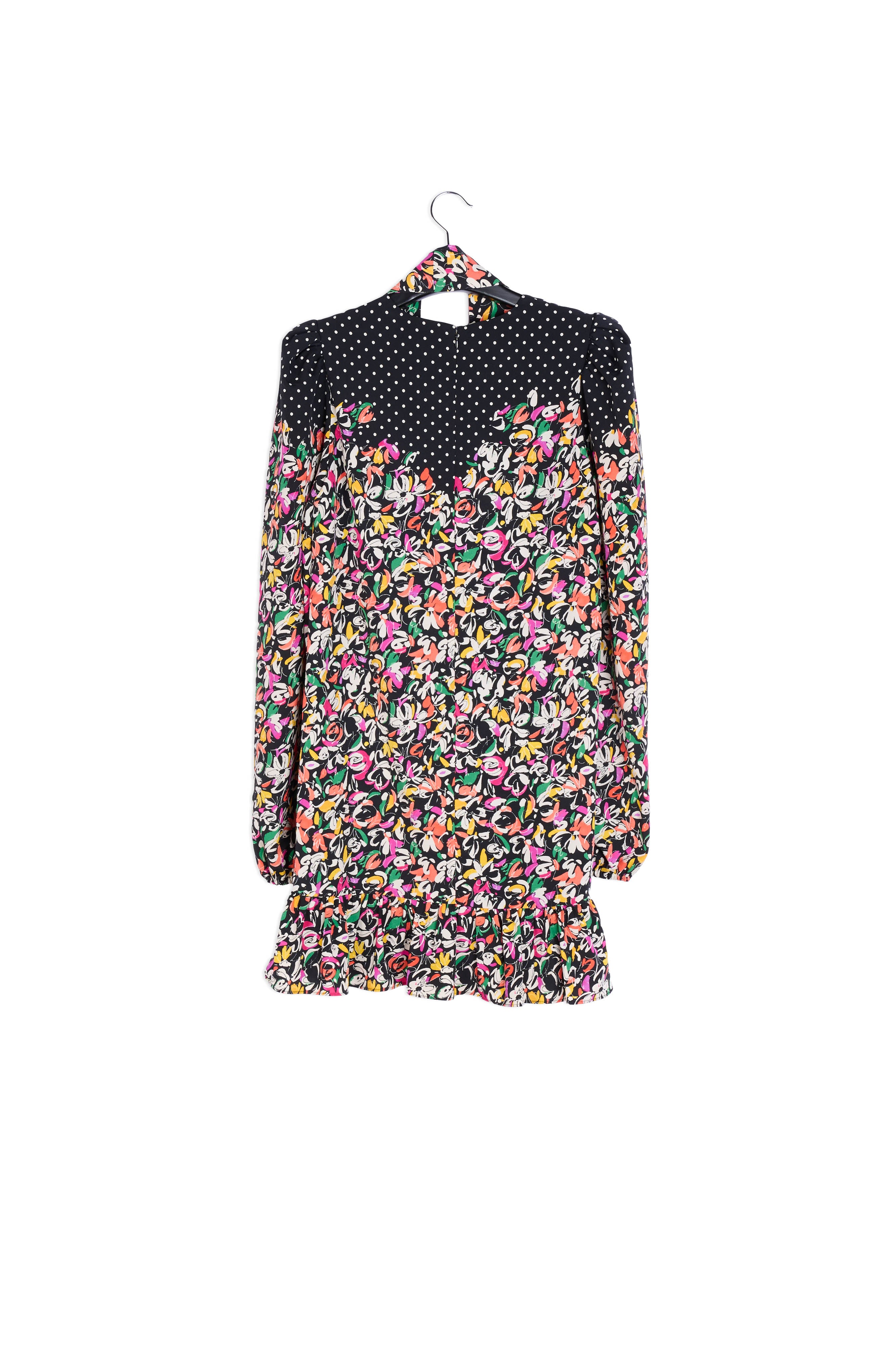 Kleurrijke jurk met bloemen- en stippenprint RE—SSENTIEL | Essentiel second hand