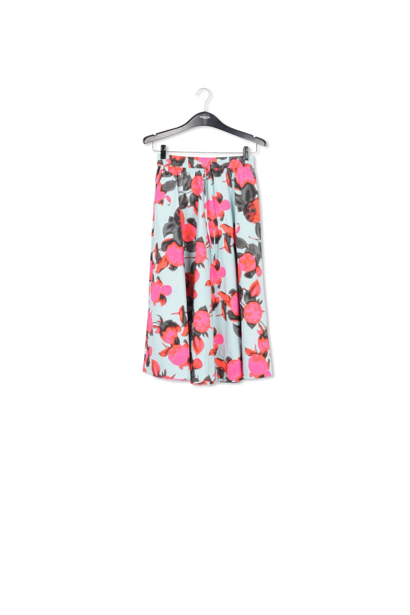 Light blue midi-length A-line skirt with floral print RE—SSENTIEL | Essentiel second hand