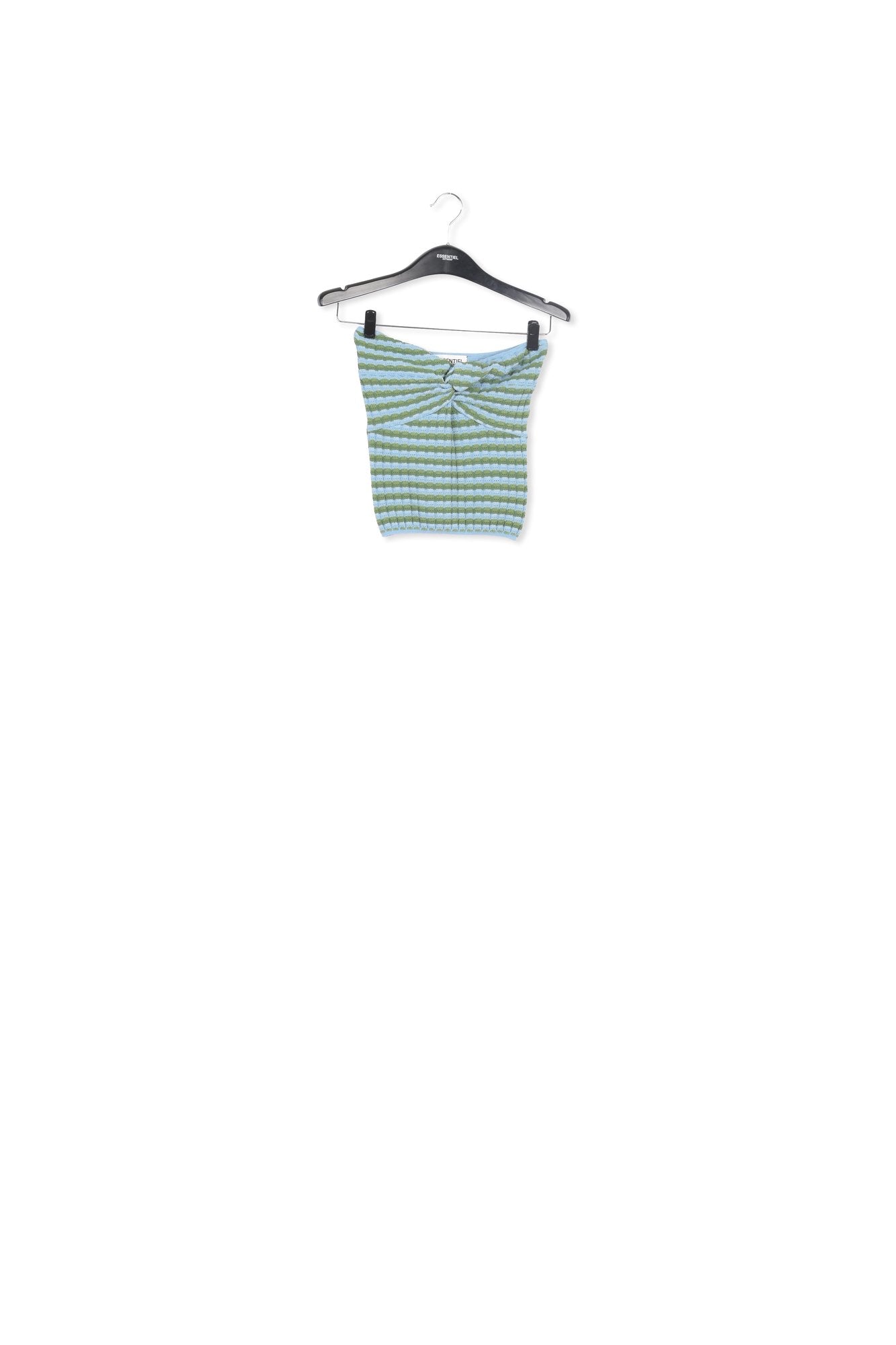 Top sans bretelles en tricot rayé bleu et vert RE—SSENTIEL | Essentiel second hand