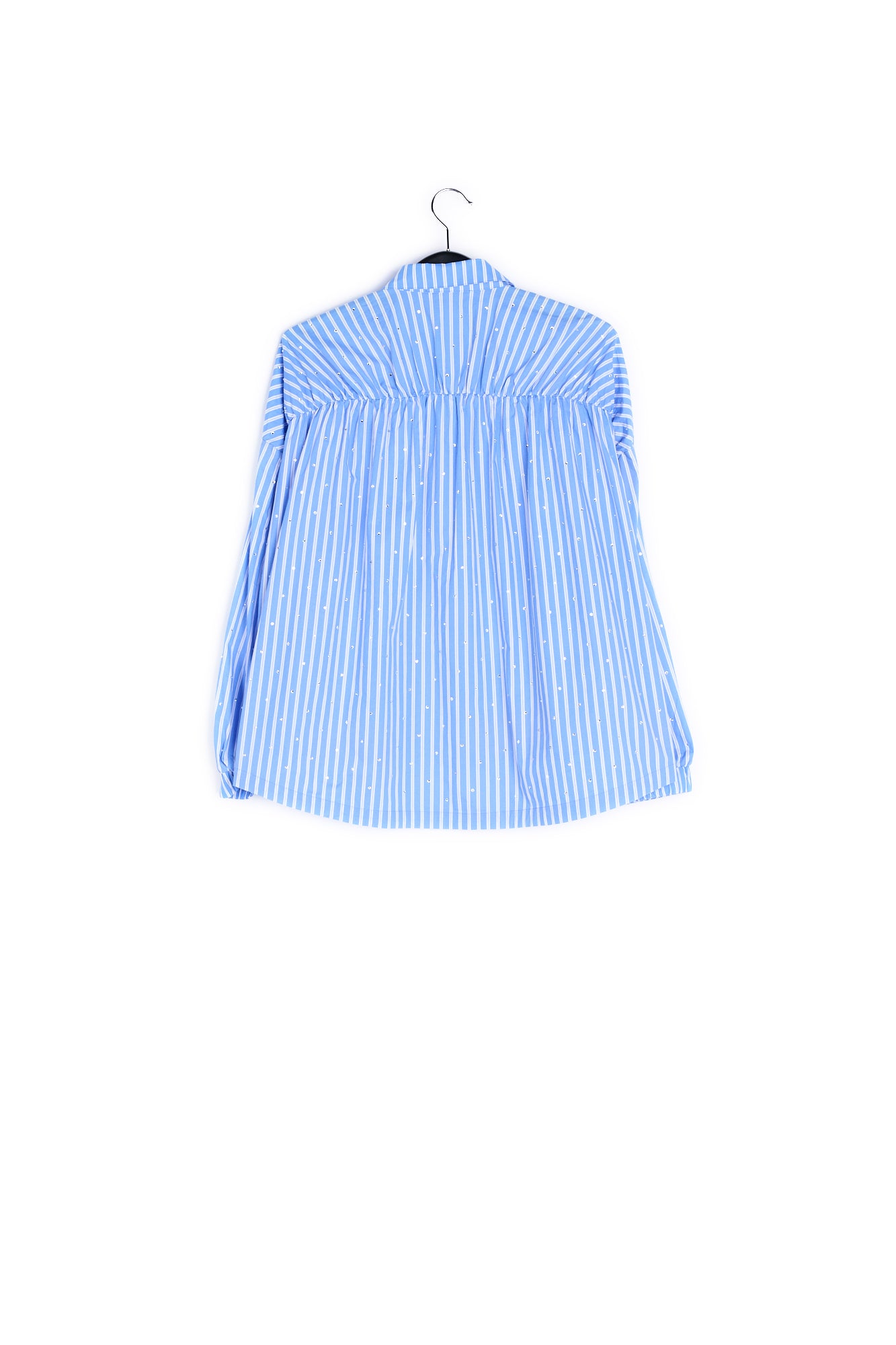 Light blue striped cotton-poplin shirt with rhinestones RE—SSENTIEL | Essentiel second hand