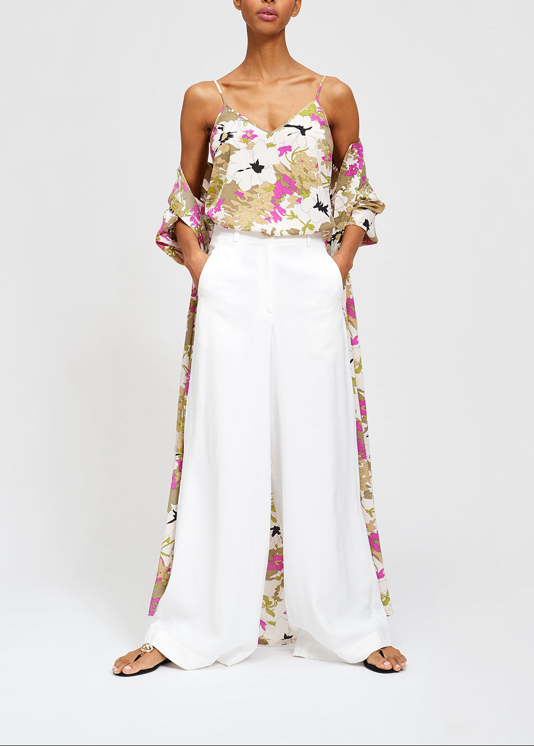 Broek met wijde pijpen in gebroken wit RE—SSENTIEL | Essentiel second hand