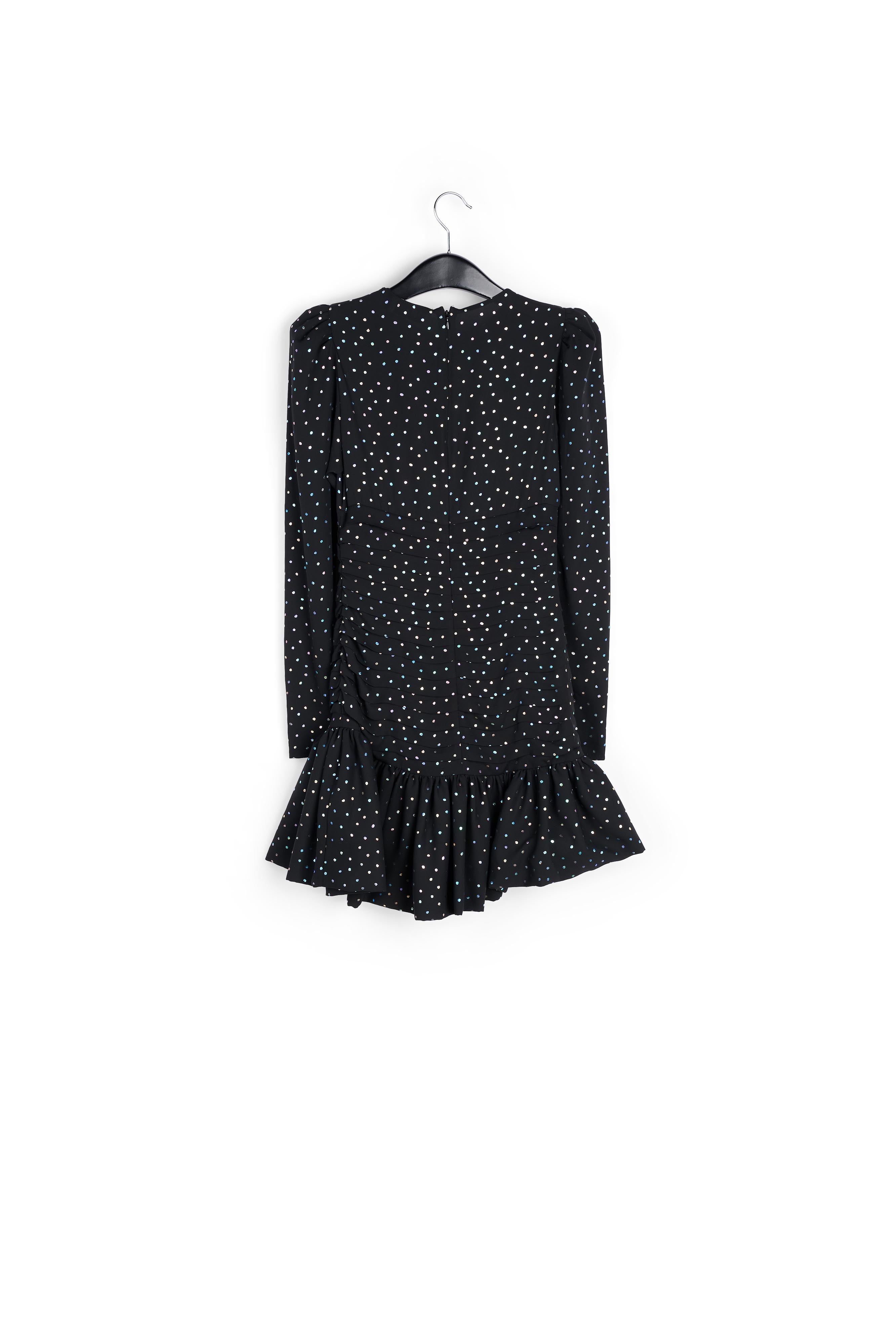 Zwarte mini-jurk met holografische stippen RE—SSENTIEL | Essentiel second hand