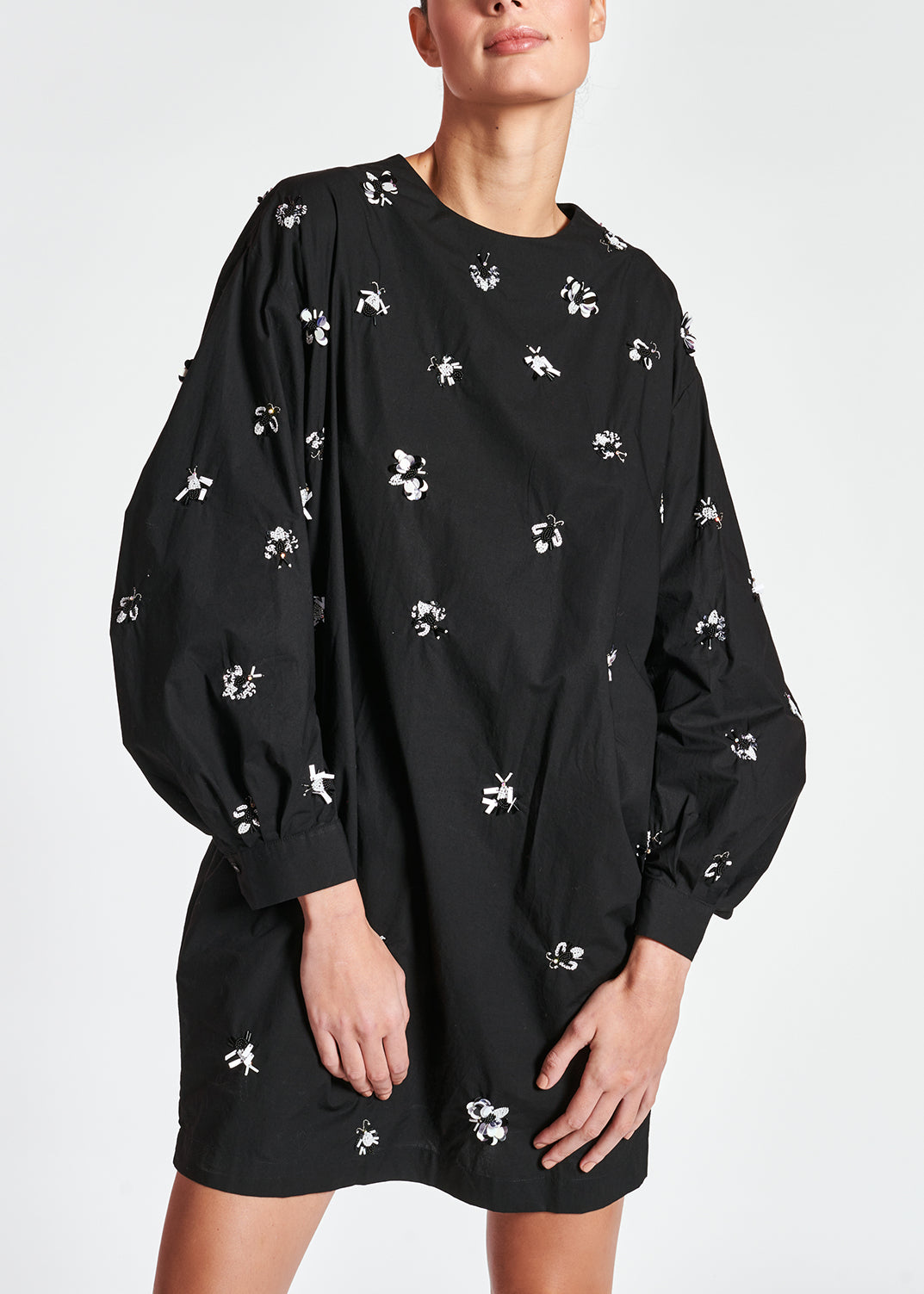 Black cotton-polin dress with sequin details RE—SSENTIEL | Essentiel second hand