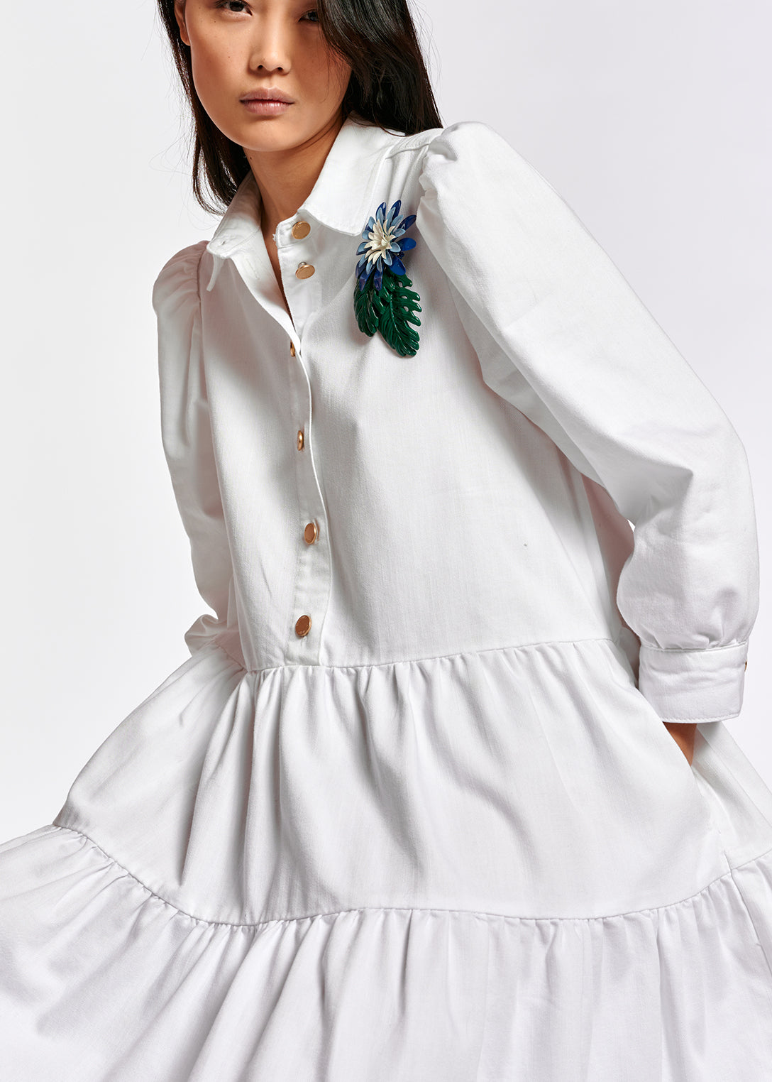 White denim A-line mini dress RE—SSENTIEL | Essentiel second hand