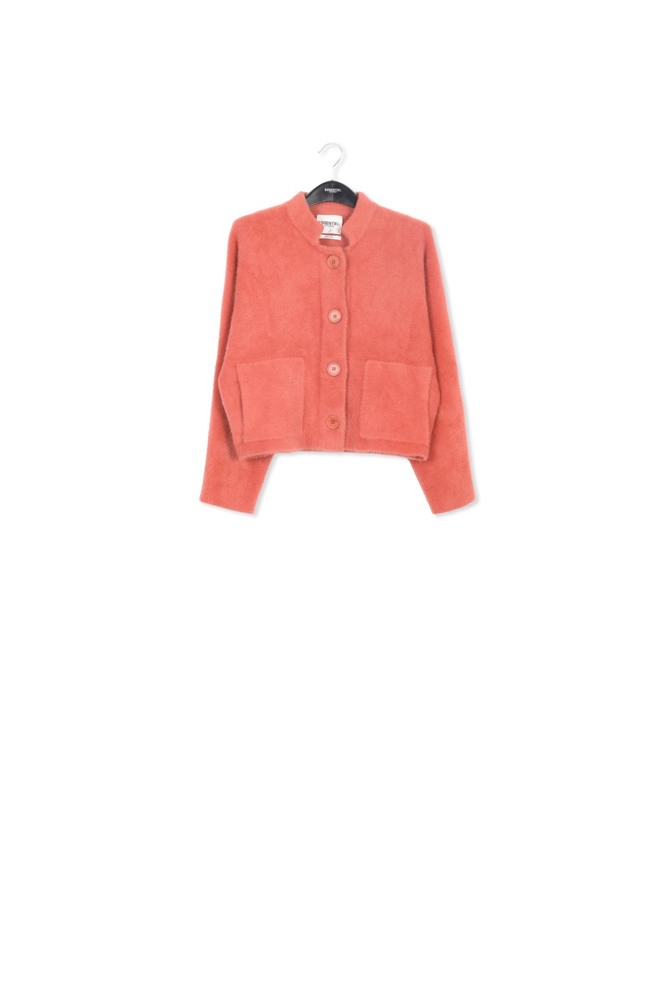 Brown fuzzy knitted cardigan RE—SSENTIEL | Essentiel second hand