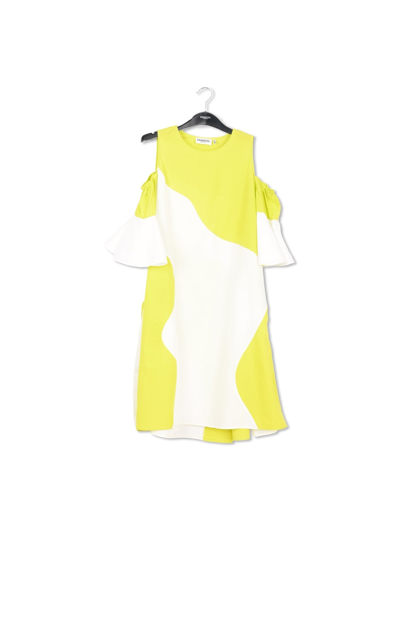 Lime green and white cotton knee-length dress RE—SSENTIEL | Essentiel second hand