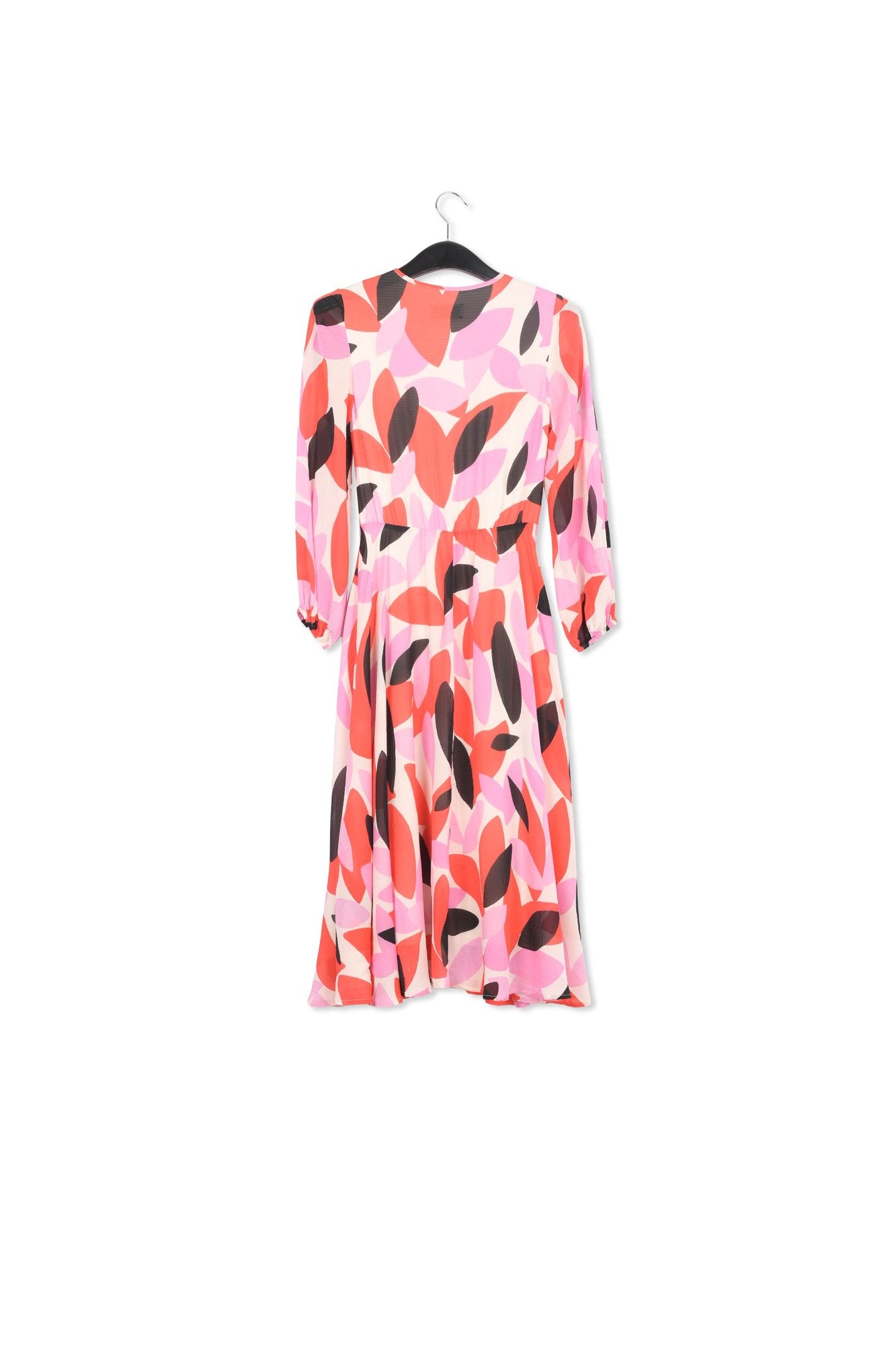 Off-white, red and pink abstract print midi-length dress RE—SSENTIEL | Essentiel second hand