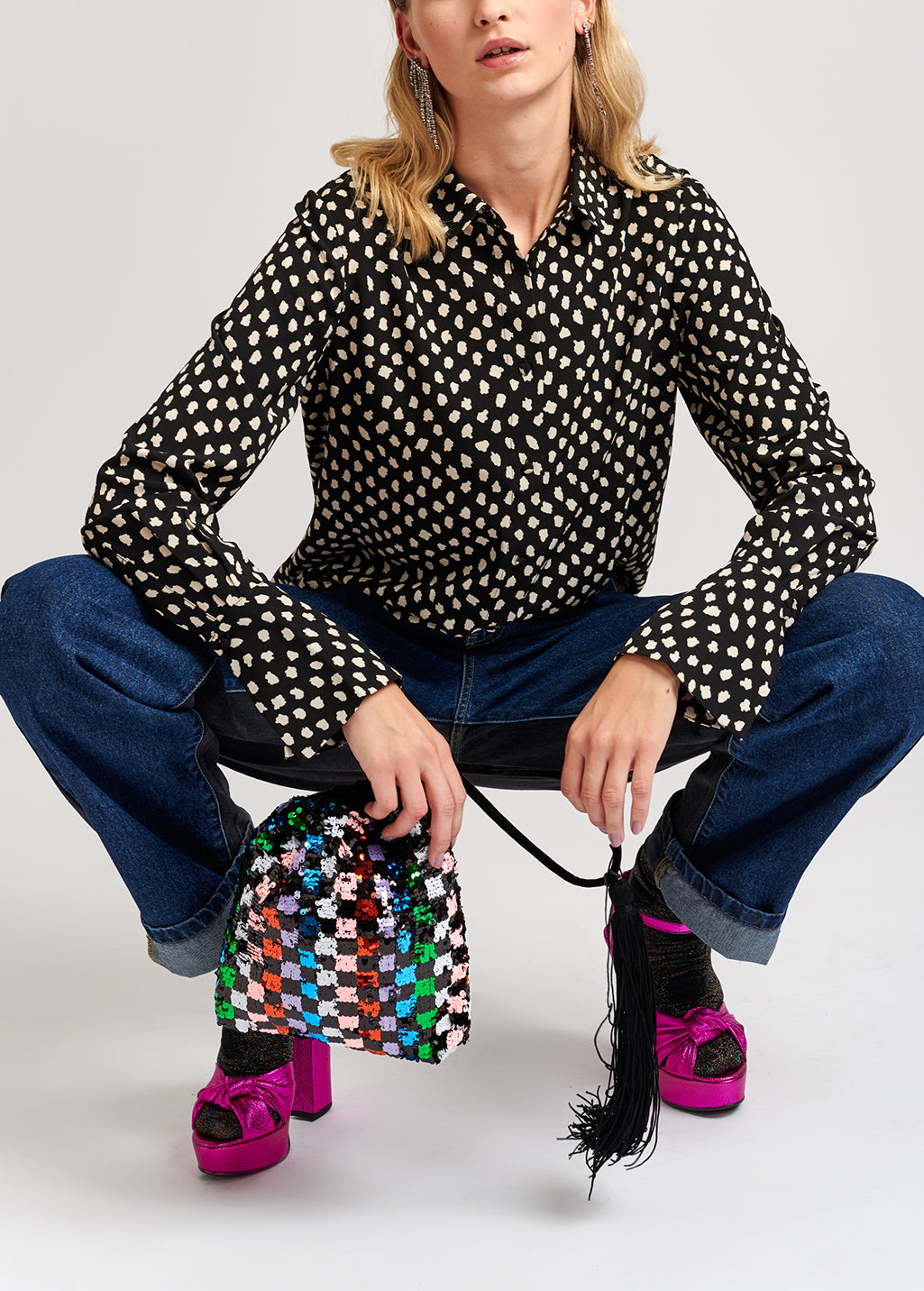 Black polka dot shirt RE—SSENTIEL | Essentiel second hand