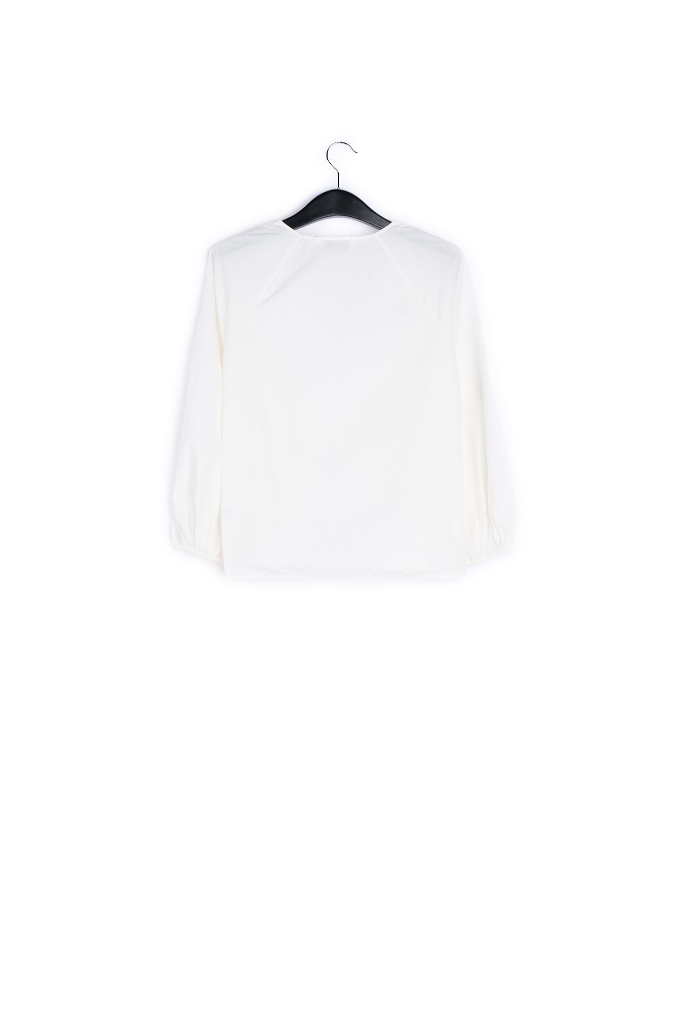 White V-neck top with puffed sleeves RE—SSENTIEL | Essentiel second hand