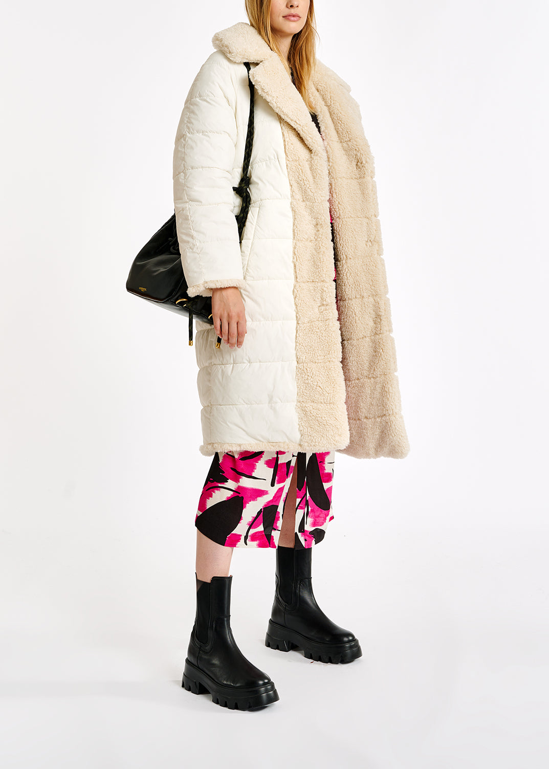 Off-white faux fur puffer coat RE—SSENTIEL | Essentiel second hand