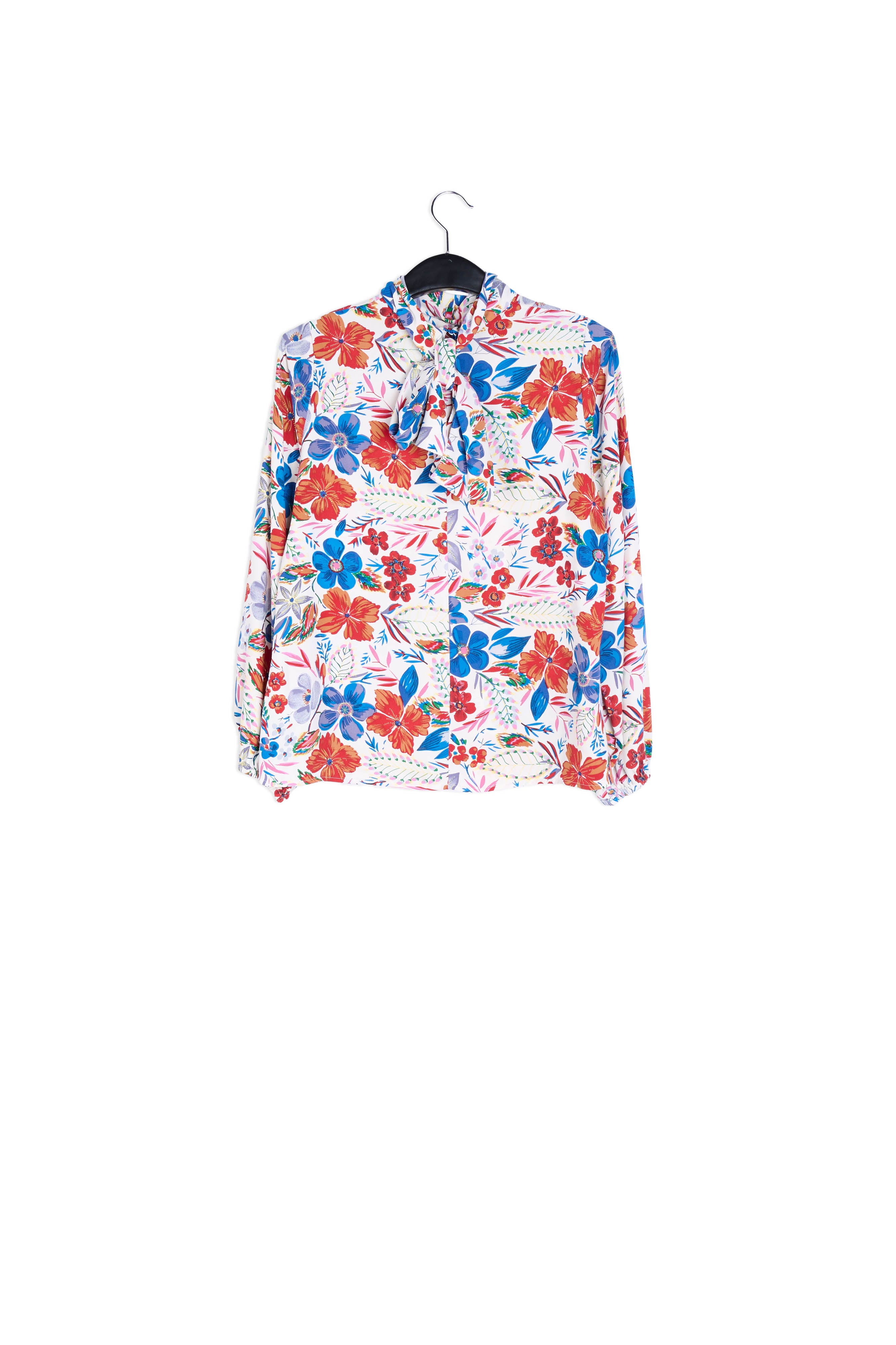 Off-white floral pussy bow shirt RE—SSENTIEL | Essentiel second hand