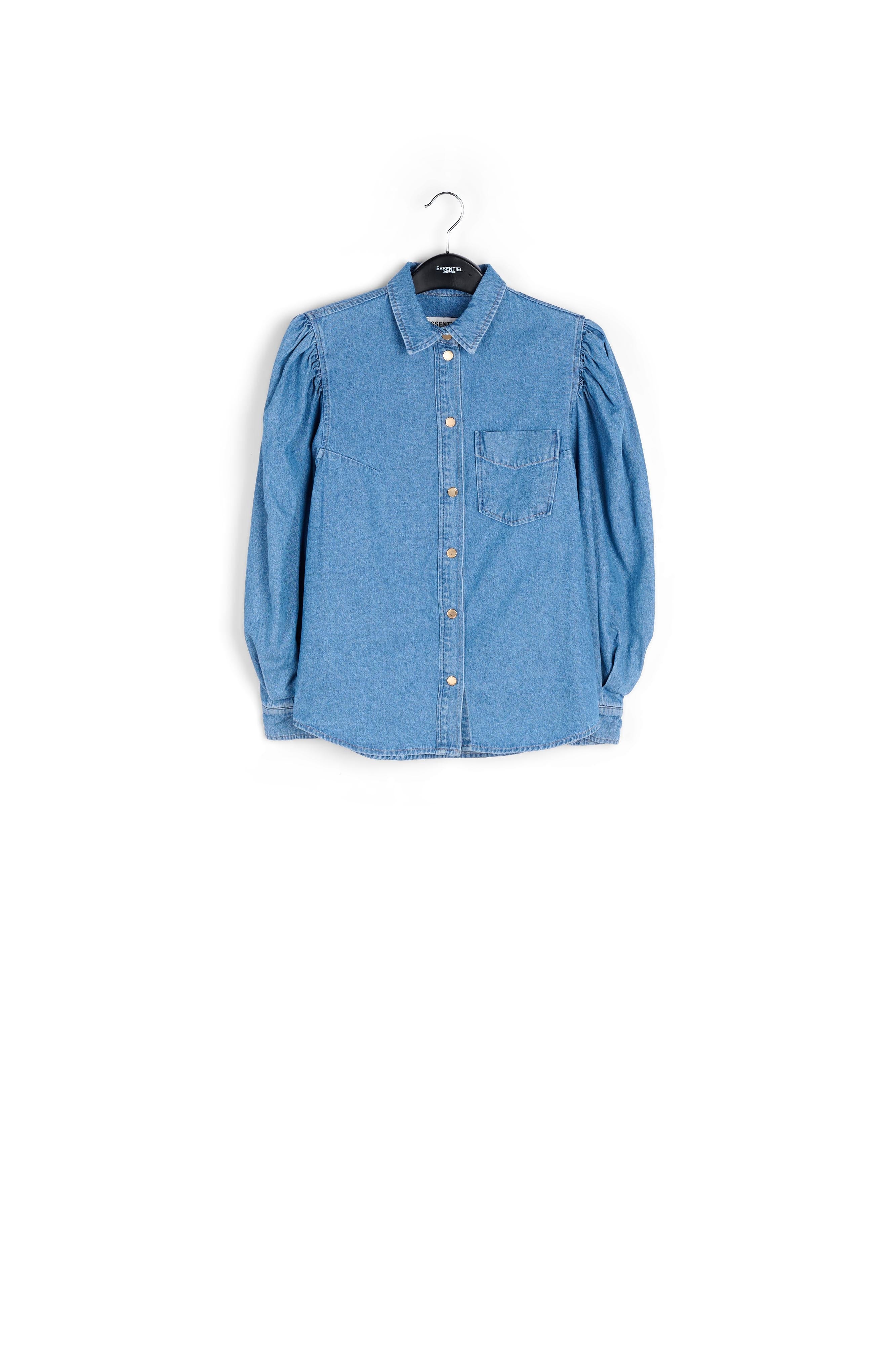 Blue denim shirt with puff sleeves RE—SSENTIEL | Essentiel second hand