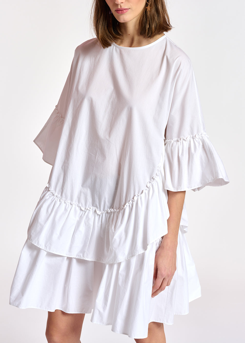 White ruffled cotton dress RE—SSENTIEL | Essentiel second hand